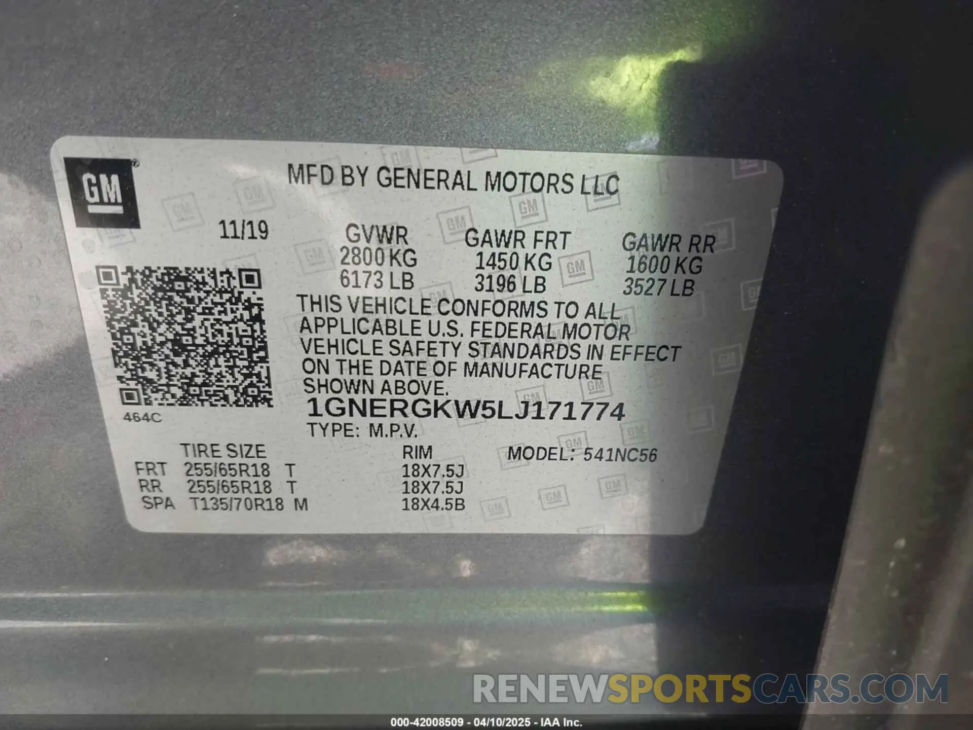 9 fotografías del automóvil dañado 1GNERGKW5LJ171774 CHEVROLET TRAVERSE 2020