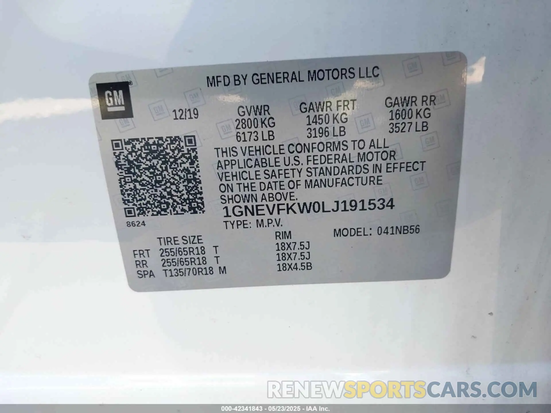 9 fotografías del automóvil dañado 1GNEVFKW0LJ191534 CHEVROLET TRAVERSE 2020