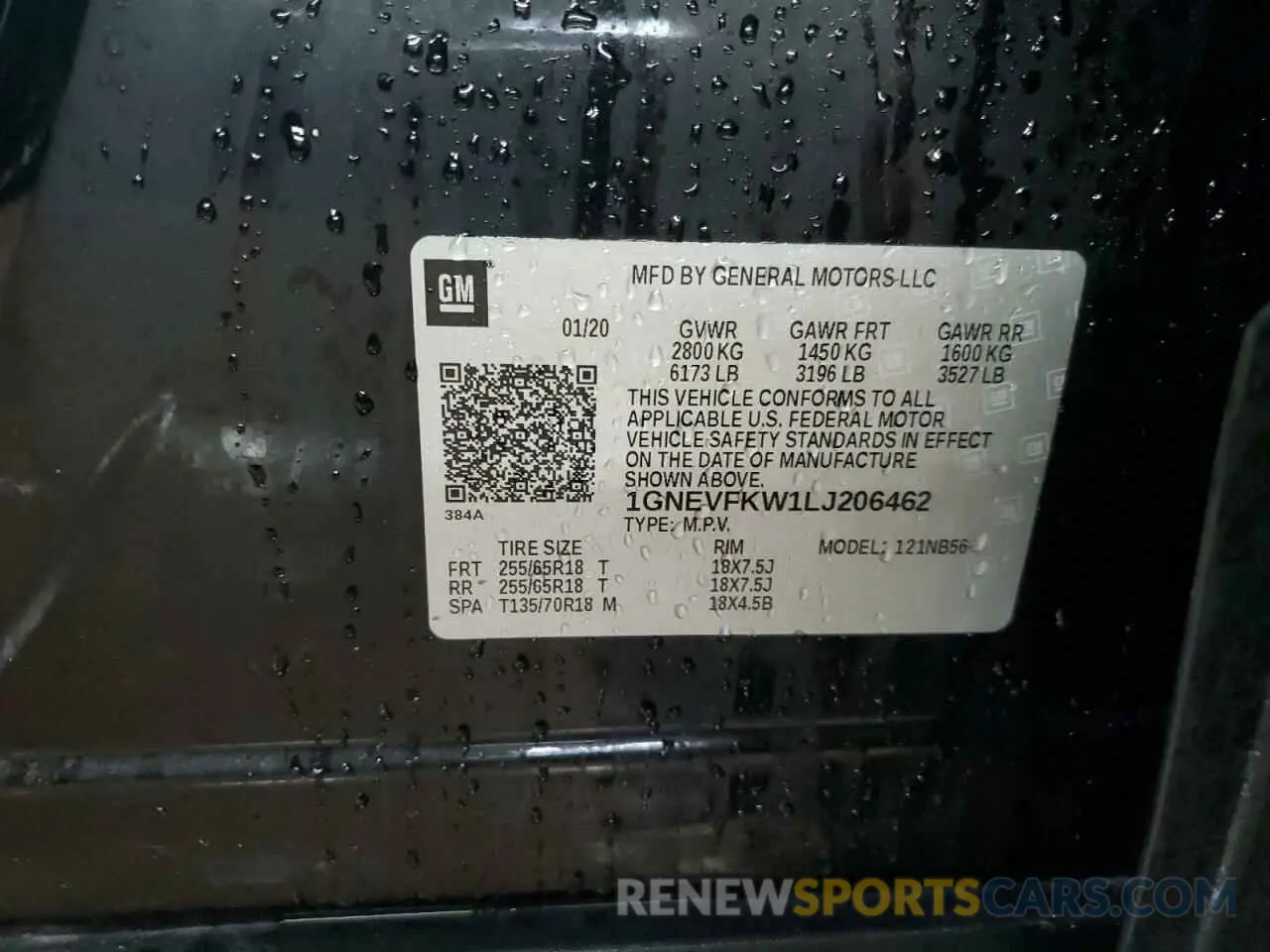 13 fotografías del automóvil dañado 1GNEVFKW1LJ206462 CHEVROLET TRAVERSE 2020