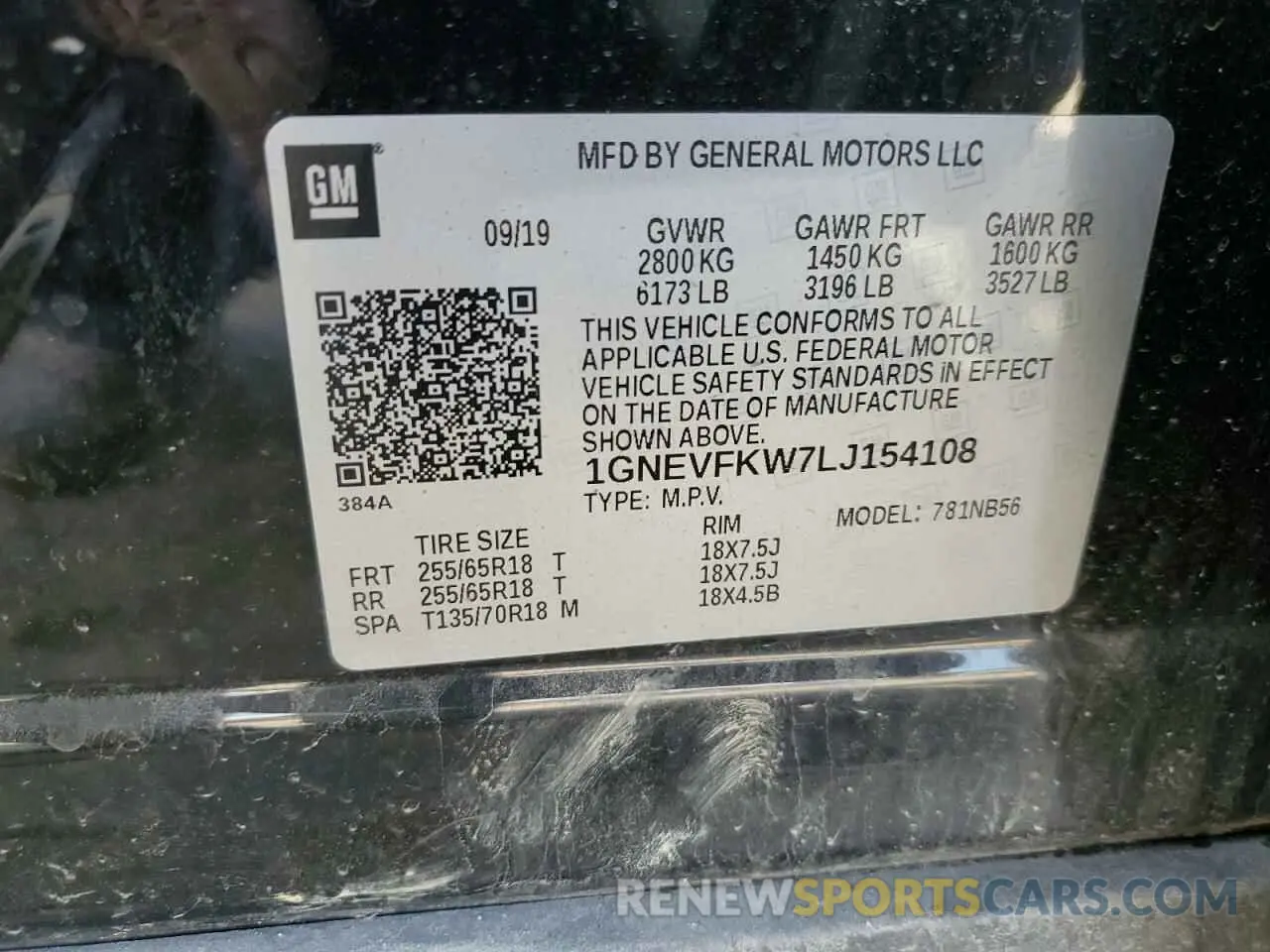 13 fotografías del automóvil dañado 1GNEVFKW7LJ154108 CHEVROLET TRAVERSE 2020