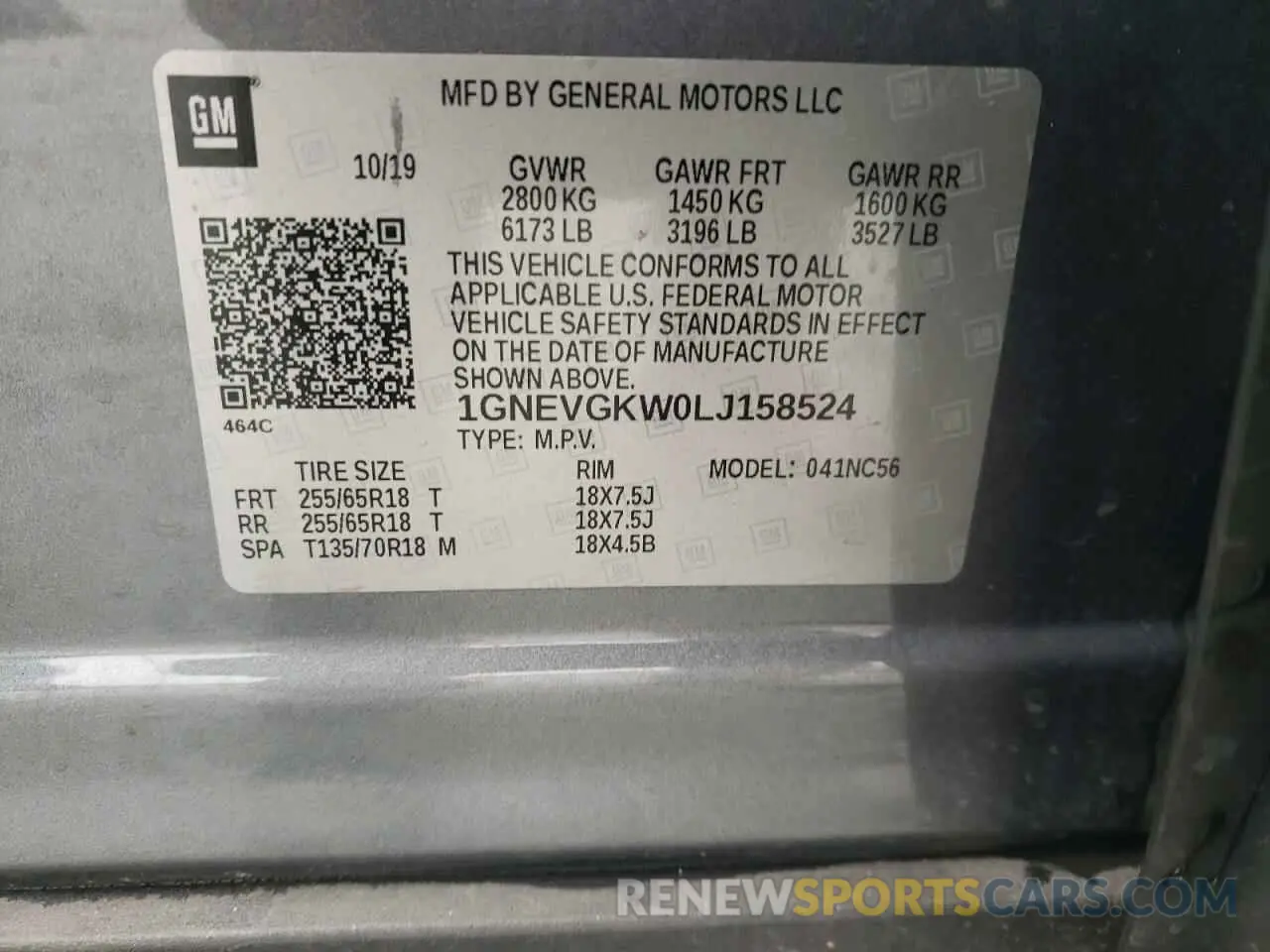 14 fotografías del automóvil dañado 1GNEVGKW0LJ158524 CHEVROLET TRAVERSE 2020