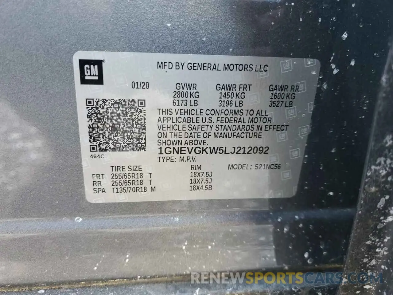 15 fotografías del automóvil dañado 1GNEVGKW5LJ212092 CHEVROLET TRAVERSE 2020