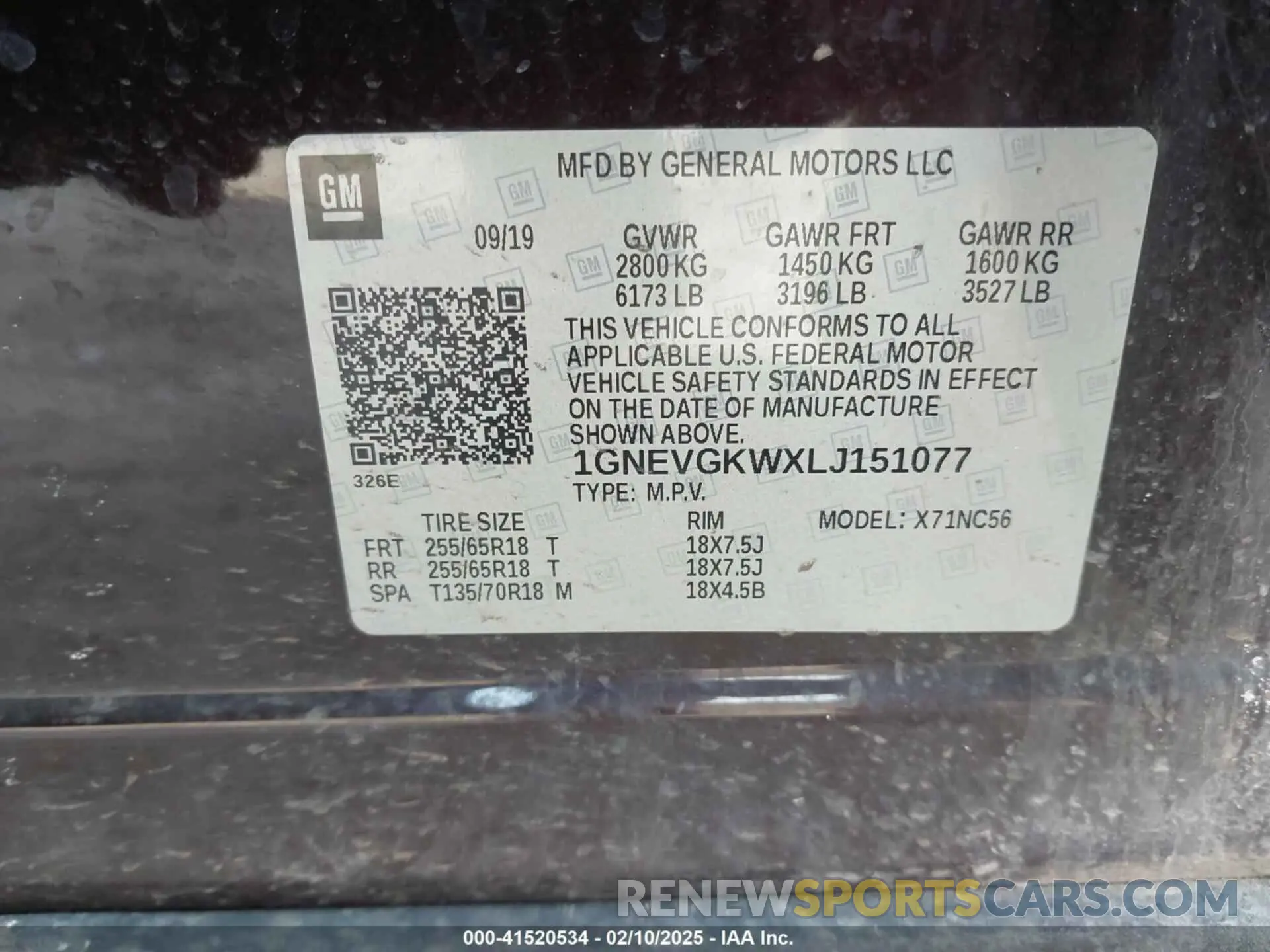 9 fotografías del automóvil dañado 1GNEVGKWXLJ151077 CHEVROLET TRAVERSE 2020