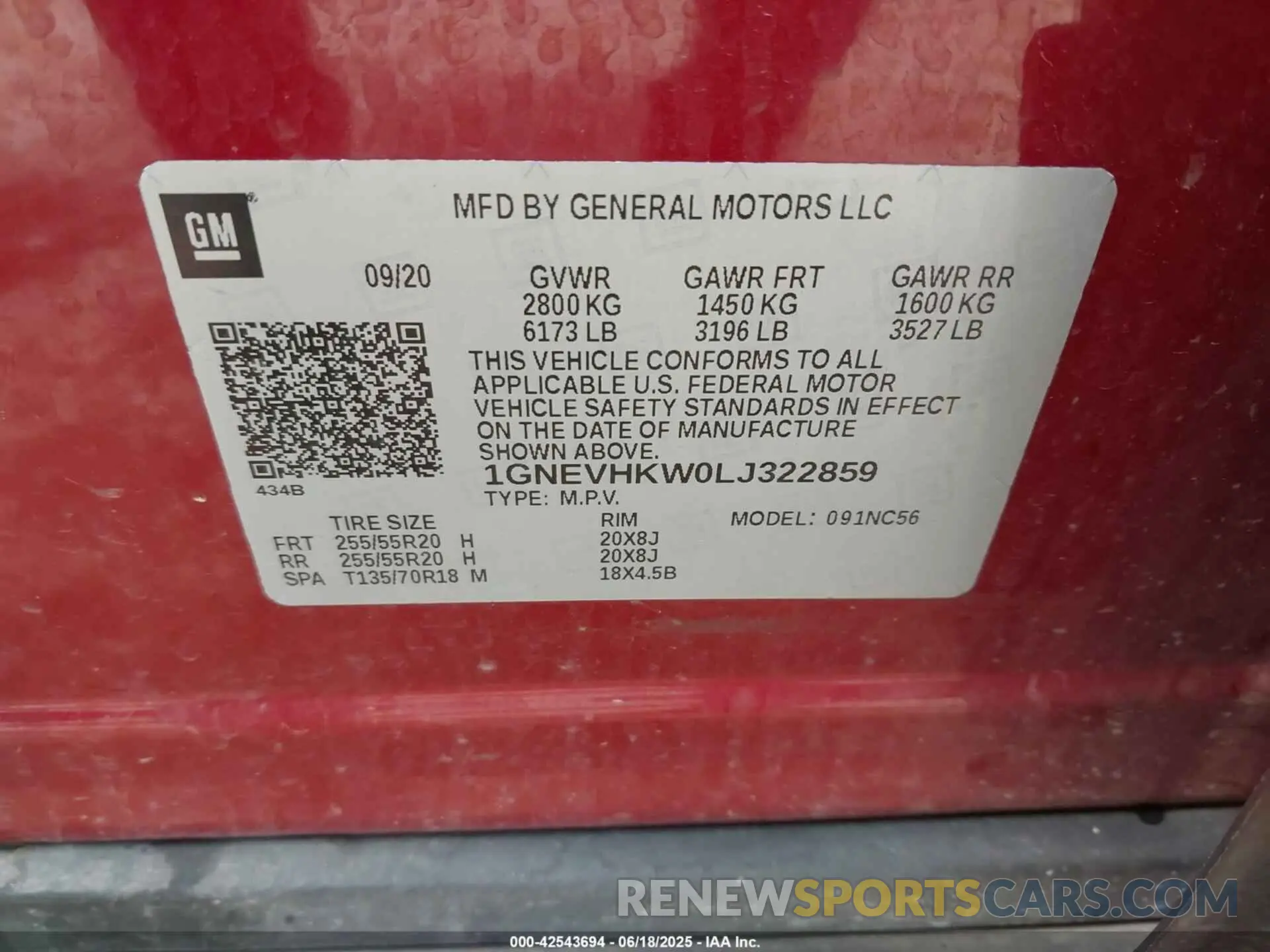 9 fotografías del automóvil dañado 1GNEVHKW0LJ322859 CHEVROLET TRAVERSE 2020