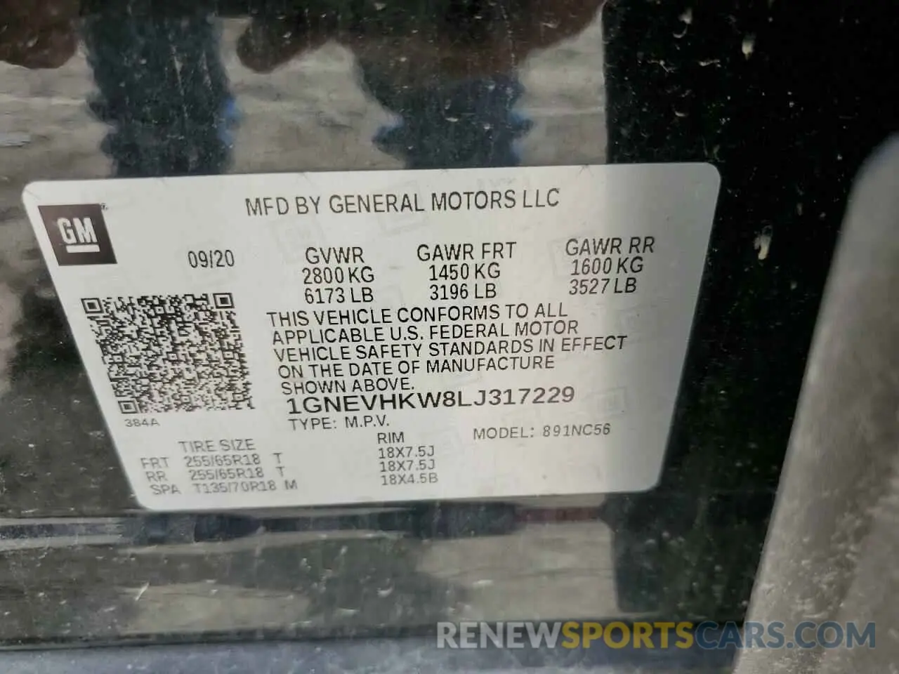 13 fotografías del automóvil dañado 1GNEVHKW8LJ317229 CHEVROLET TRAVERSE 2020