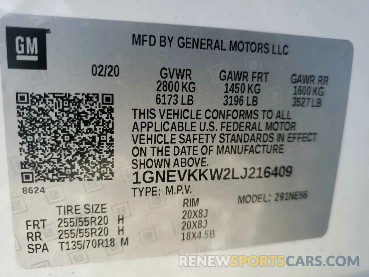 13 fotografías del automóvil dañado 1GNEVKKW2LJ216409 CHEVROLET TRAVERSE 2020