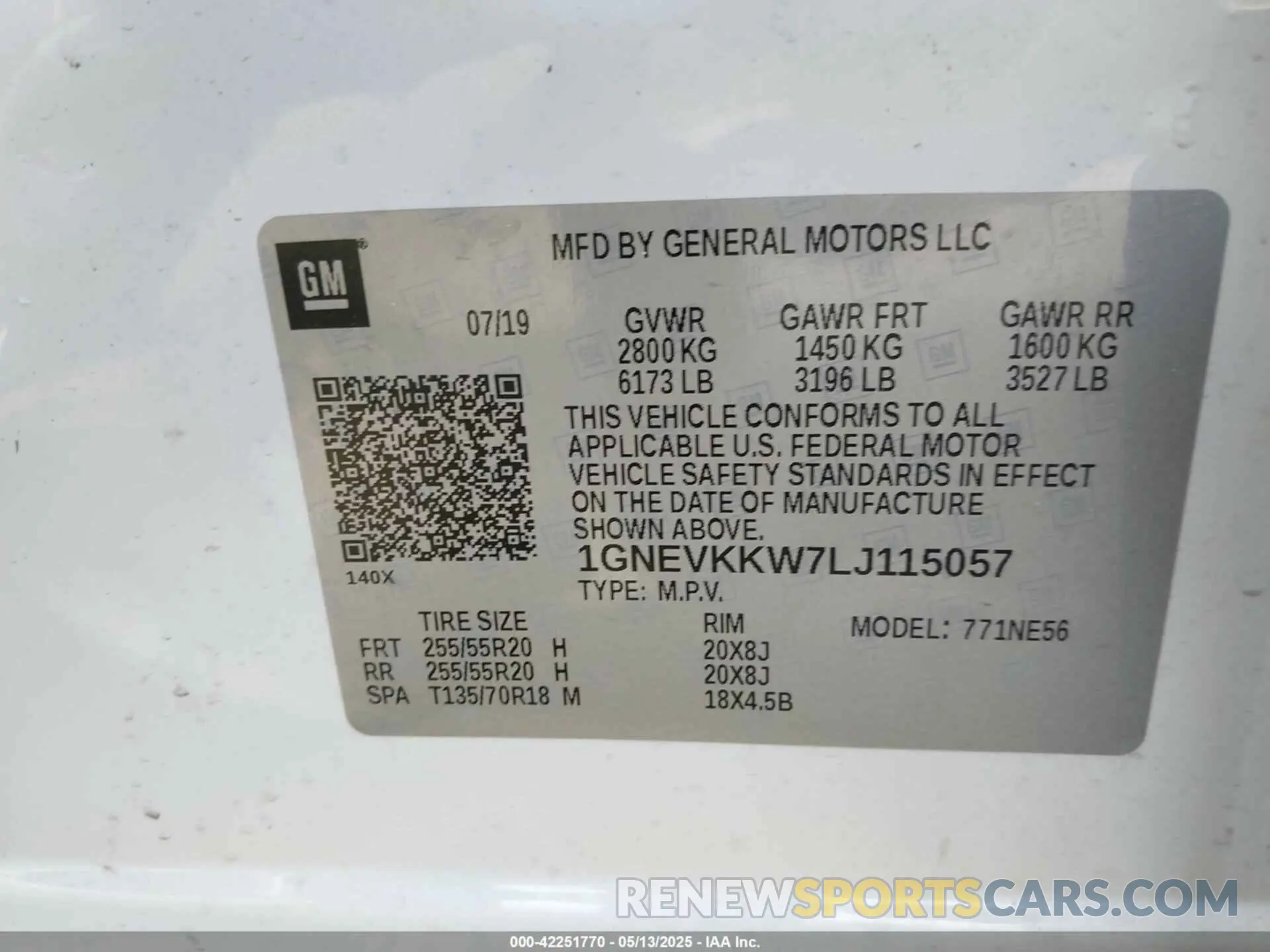9 fotografías del automóvil dañado 1GNEVKKW7LJ115057 CHEVROLET TRAVERSE 2020