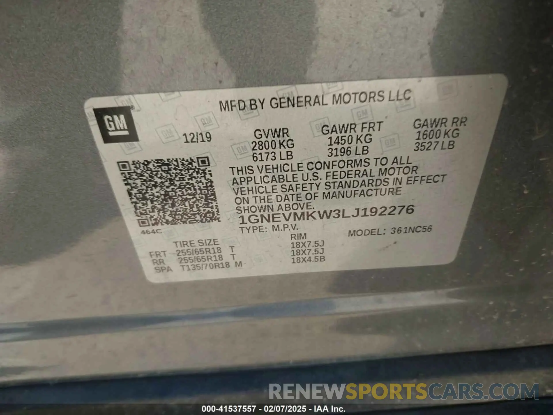 9 fotografías del automóvil dañado 1GNEVMKW3LJ192276 CHEVROLET TRAVERSE 2020