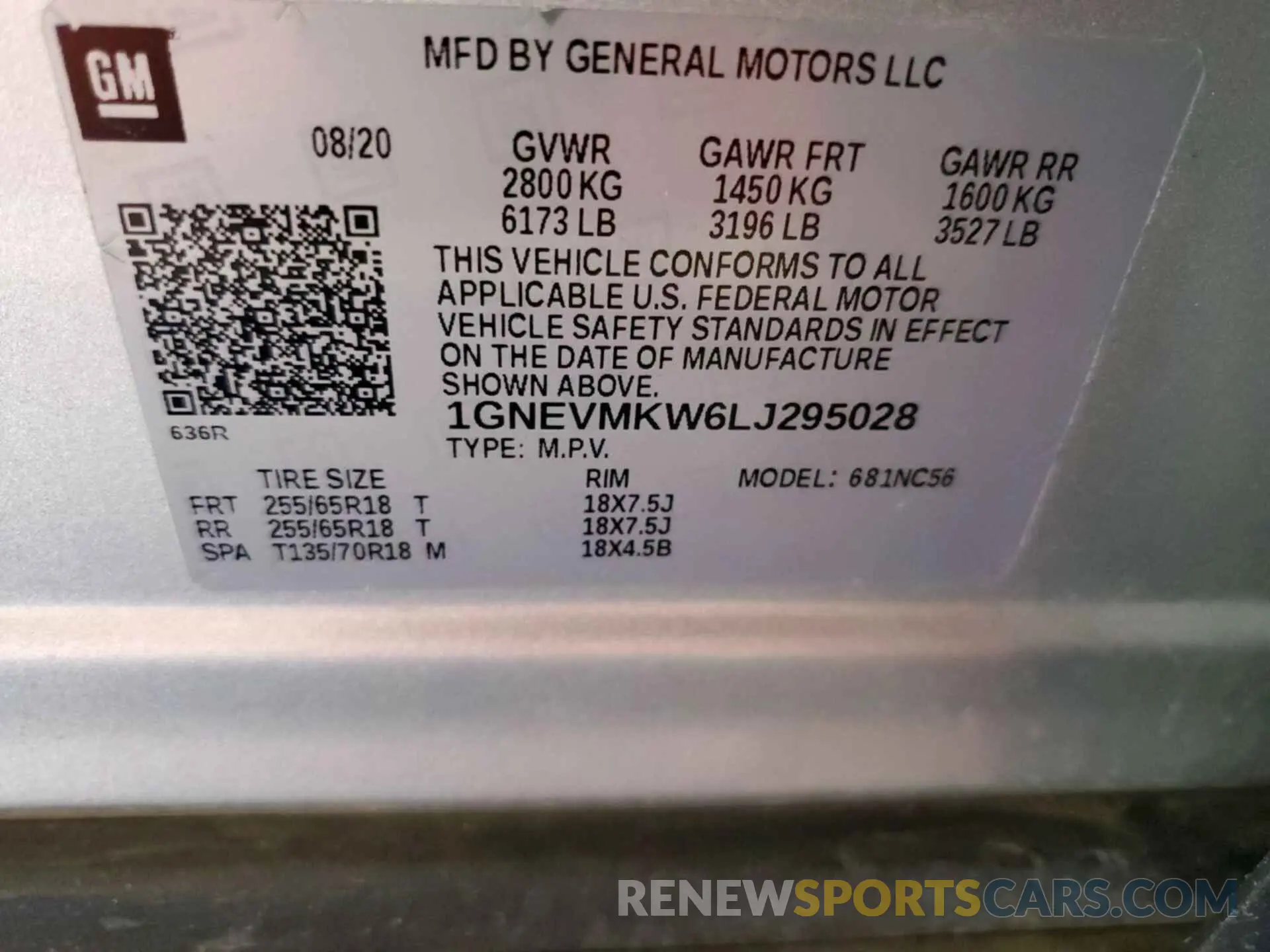 18 fotografías del automóvil dañado 1GNEVMKW6LJ295028 CHEVROLET TRAVERSE 2020