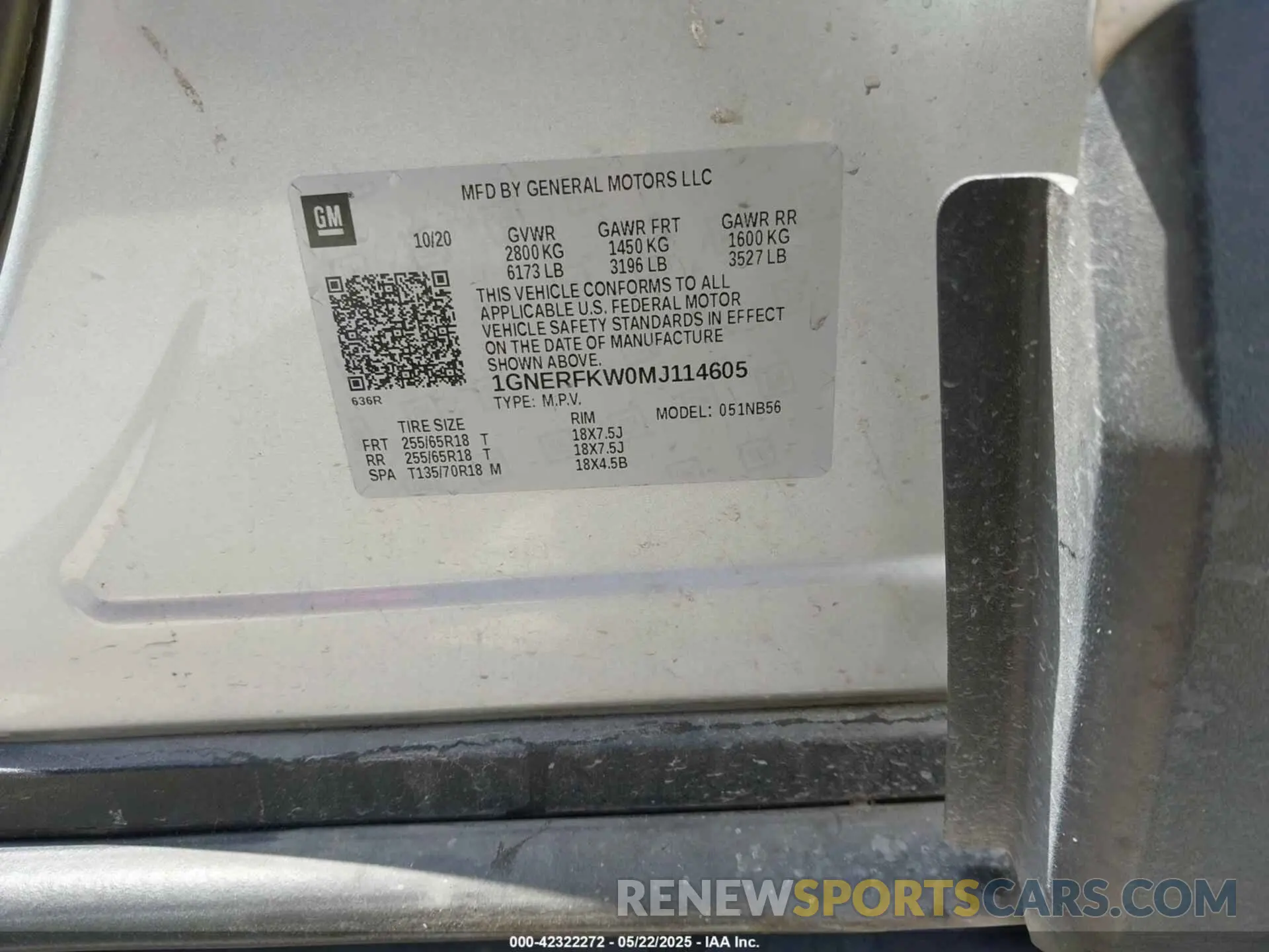 9 fotografías del automóvil dañado 1GNERFKW0MJ114605 CHEVROLET TRAVERSE 2021