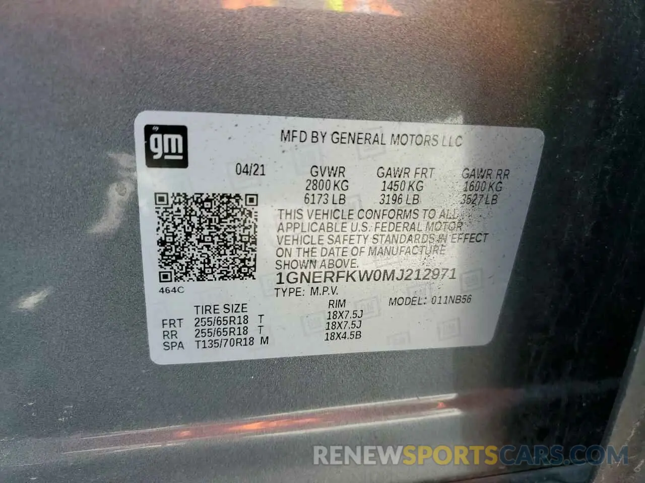 13 fotografías del automóvil dañado 1GNERFKW0MJ212971 CHEVROLET TRAVERSE 2021