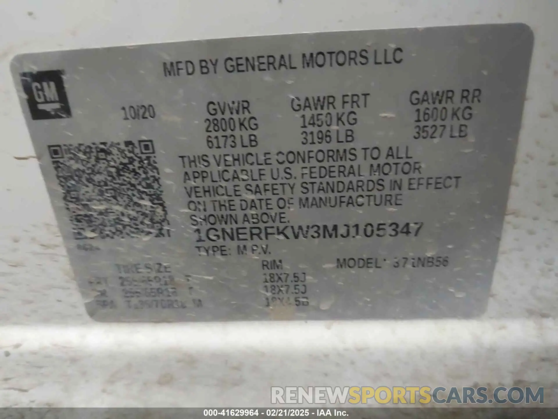 9 fotografías del automóvil dañado 1GNERFKW3MJ105347 CHEVROLET TRAVERSE 2021