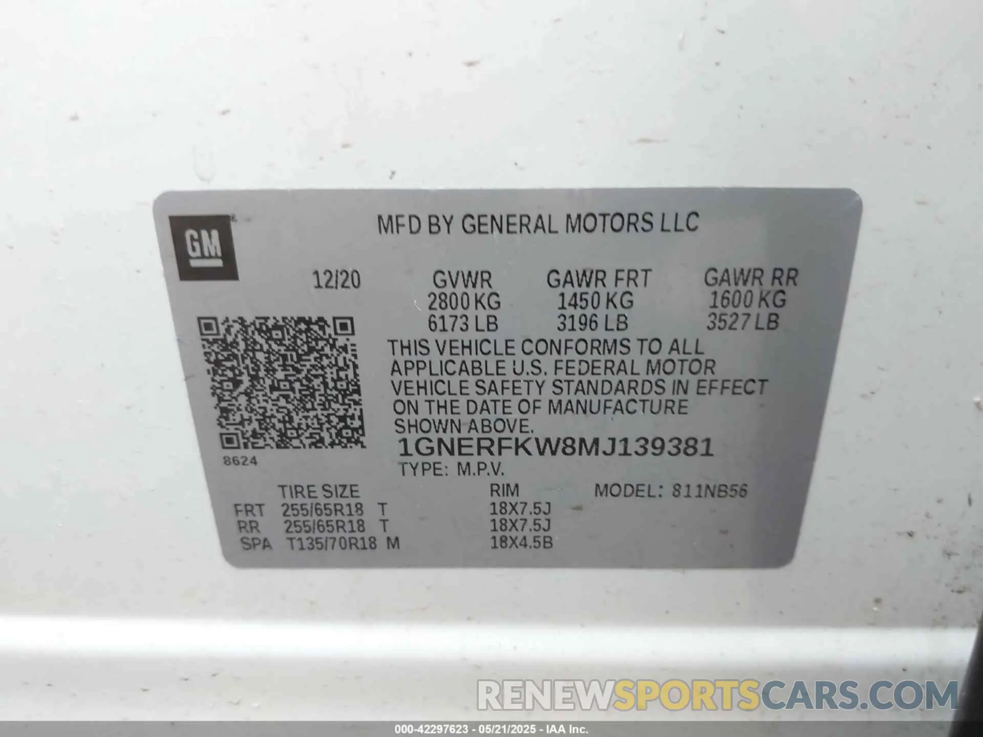 9 fotografías del automóvil dañado 1GNERFKW8MJ139381 CHEVROLET TRAVERSE 2021