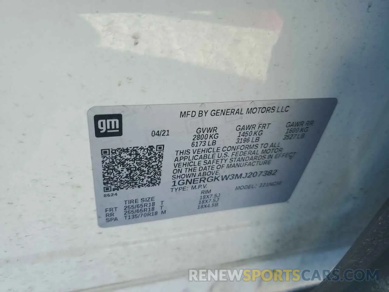 13 fotografías del automóvil dañado 1GNERGKW3MJ207382 CHEVROLET TRAVERSE 2021
