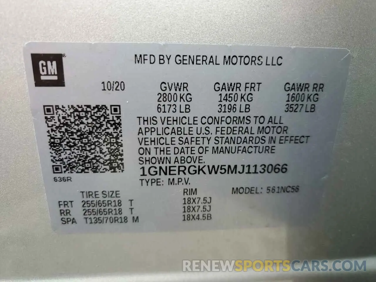 14 fotografías del automóvil dañado 1GNERGKW5MJ113066 CHEVROLET TRAVERSE 2021