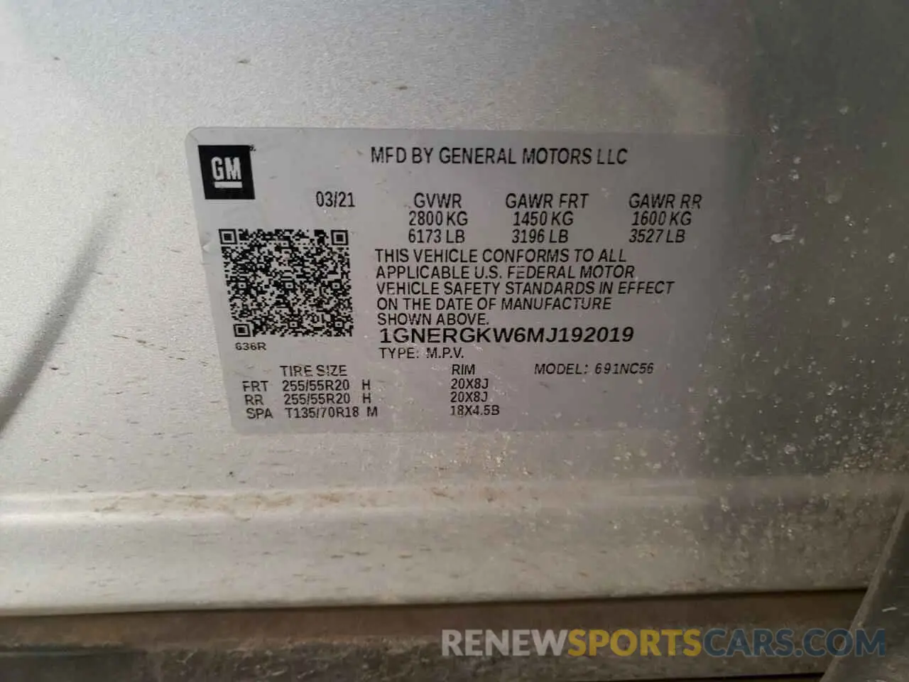 15 fotografías del automóvil dañado 1GNERGKW6MJ192019 CHEVROLET TRAVERSE 2021