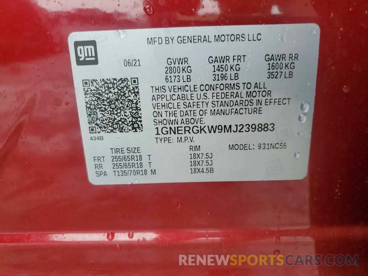 13 fotografías del automóvil dañado 1GNERGKW9MJ239883 CHEVROLET TRAVERSE 2021