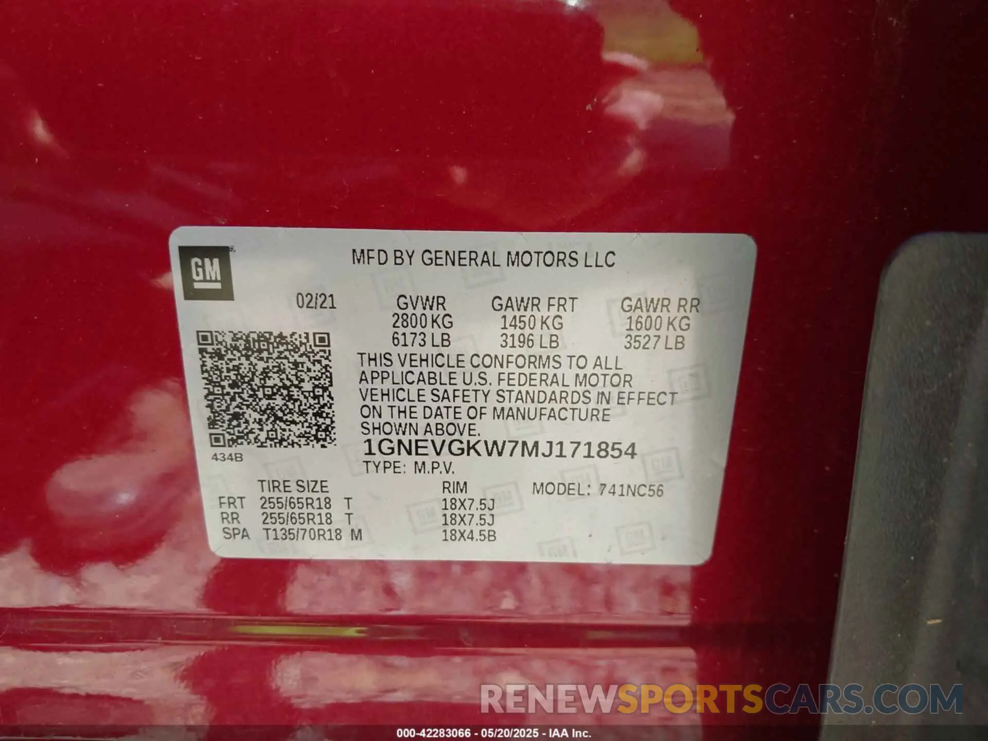 9 fotografías del automóvil dañado 1GNEVGKW7MJ171854 CHEVROLET TRAVERSE 2021