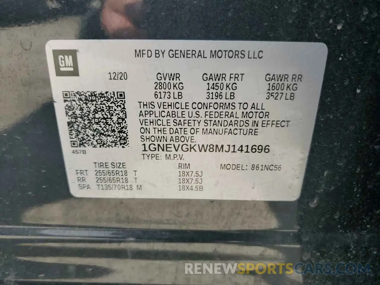13 fotografías del automóvil dañado 1GNEVGKW8MJ141696 CHEVROLET TRAVERSE 2021