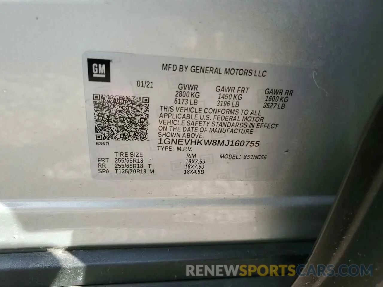 13 fotografías del automóvil dañado 1GNEVHKW8MJ160755 CHEVROLET TRAVERSE 2021