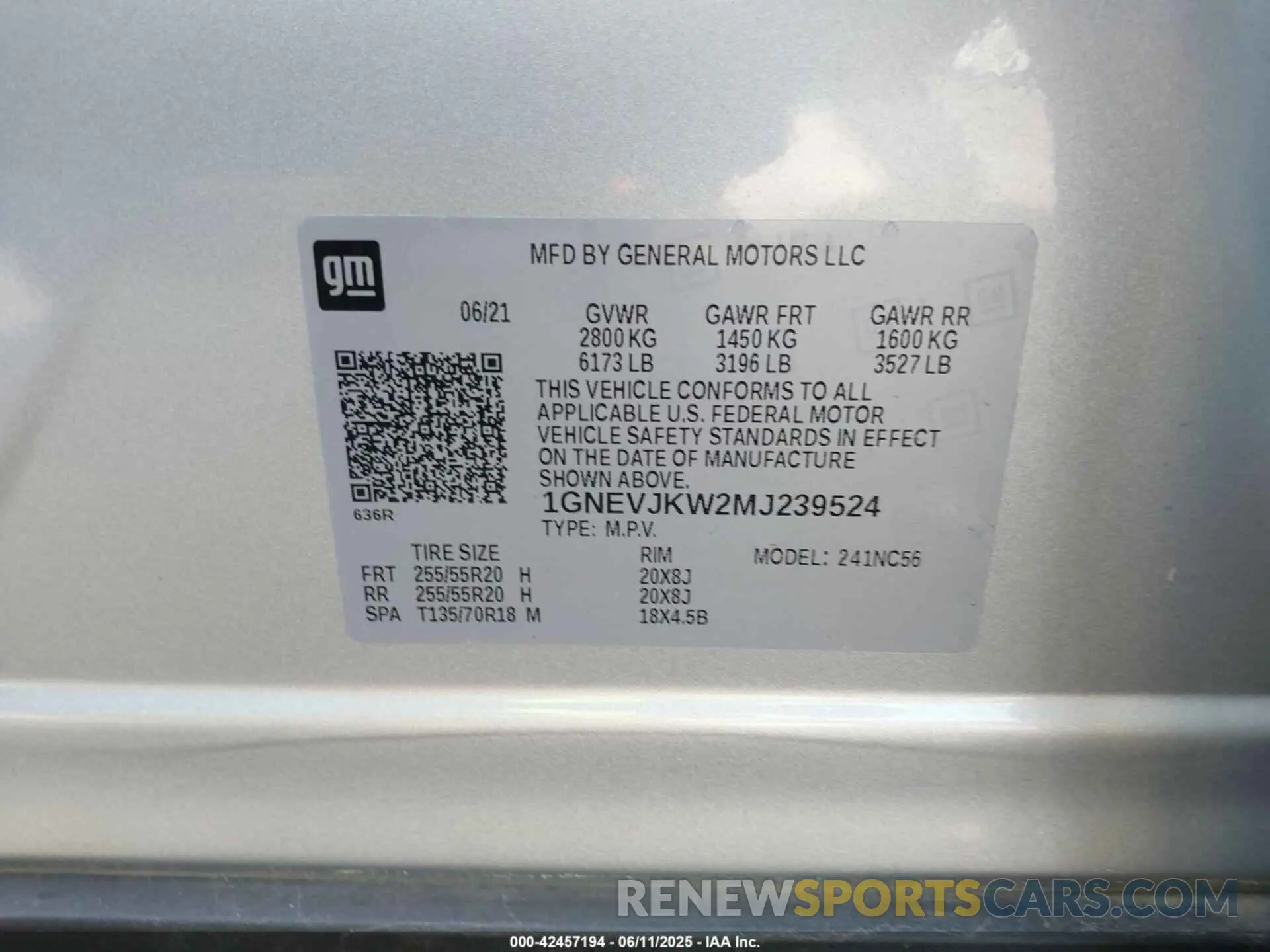 9 fotografías del automóvil dañado 1GNEVJKW2MJ239524 CHEVROLET TRAVERSE 2021
