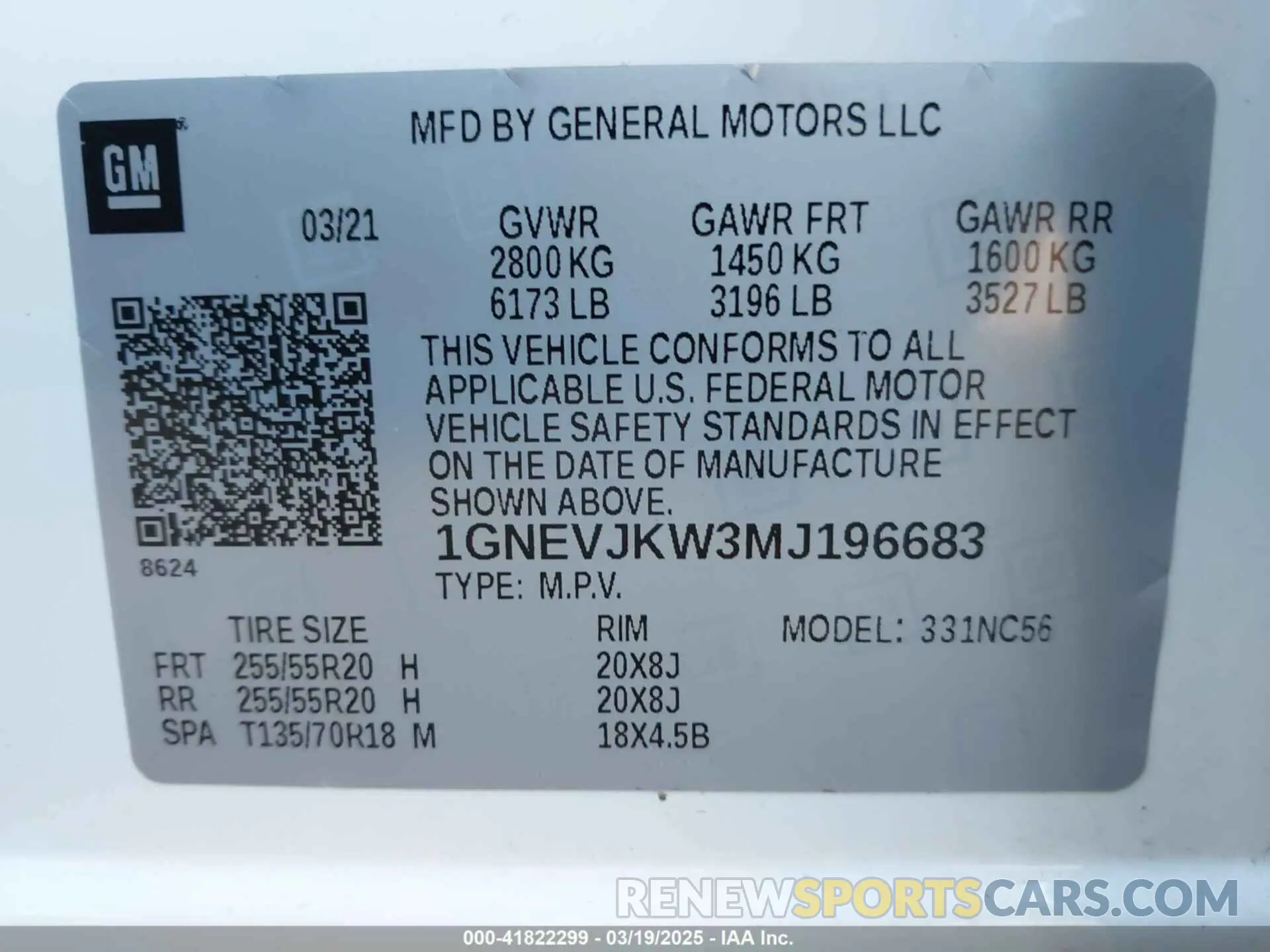 9 fotografías del automóvil dañado 1GNEVJKW3MJ196683 CHEVROLET TRAVERSE 2021