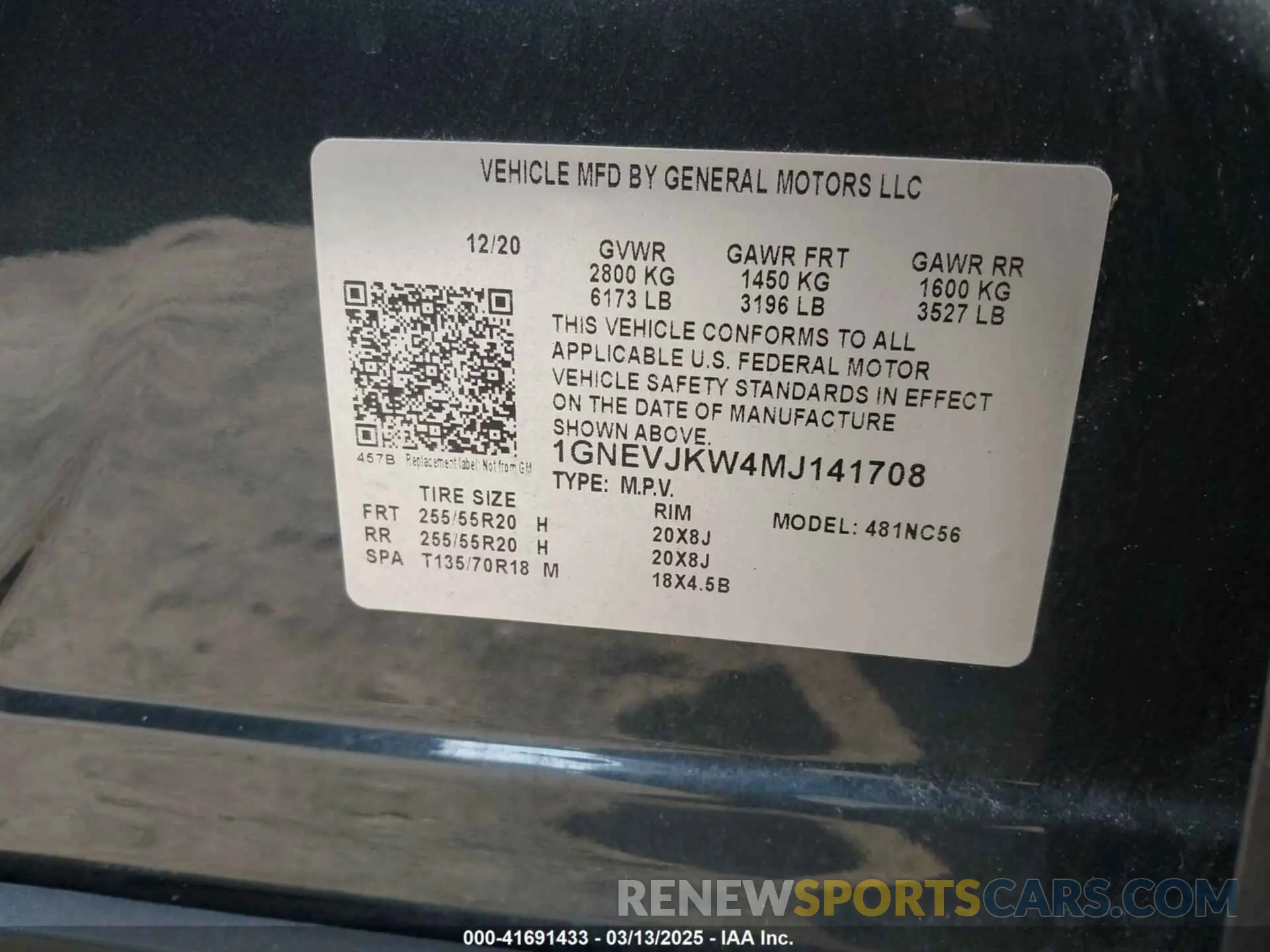 9 fotografías del automóvil dañado 1GNEVJKW4MJ141708 CHEVROLET TRAVERSE 2021