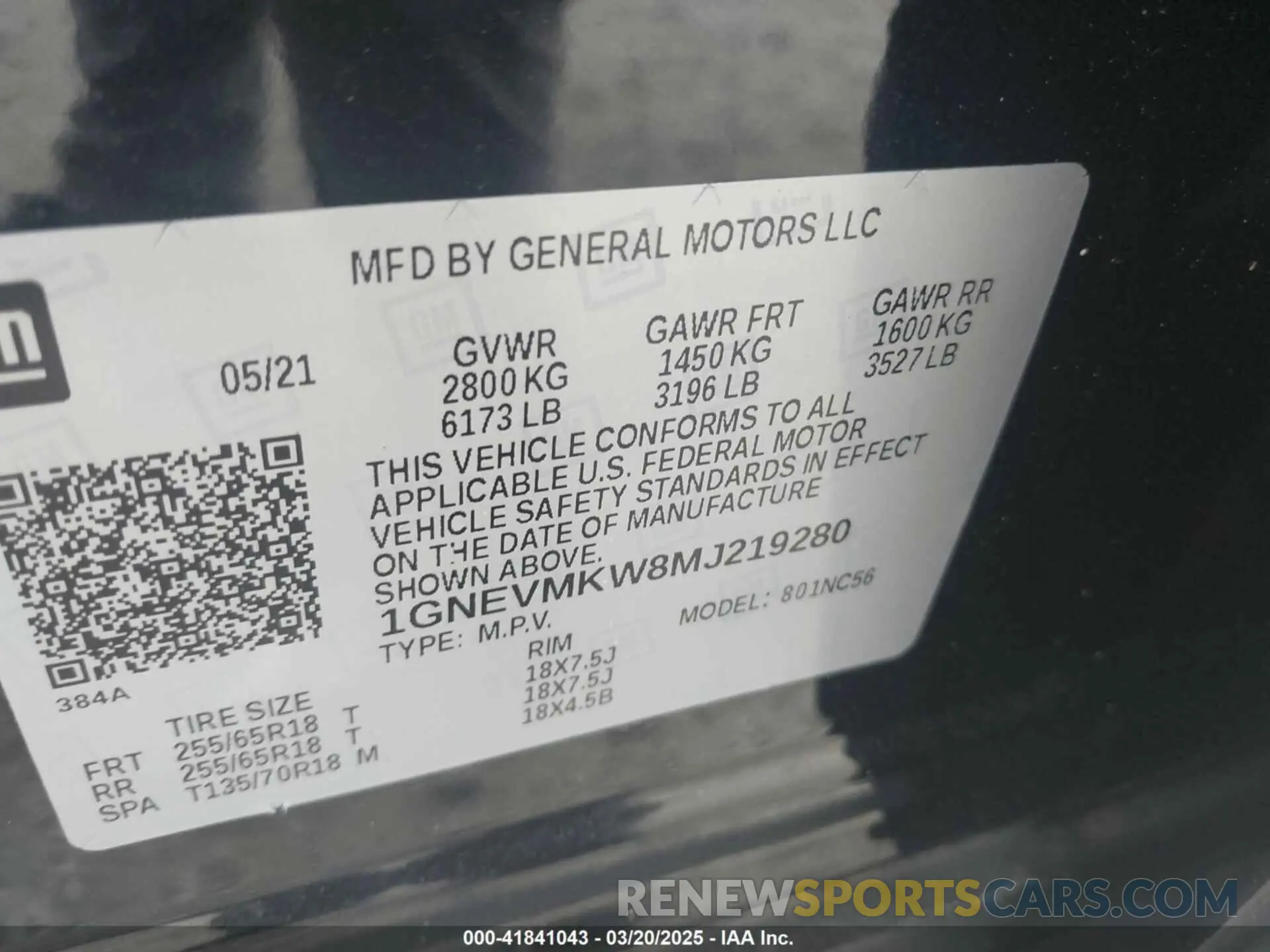 9 fotografías del automóvil dañado 1GNEVMKW8MJ219280 CHEVROLET TRAVERSE 2021