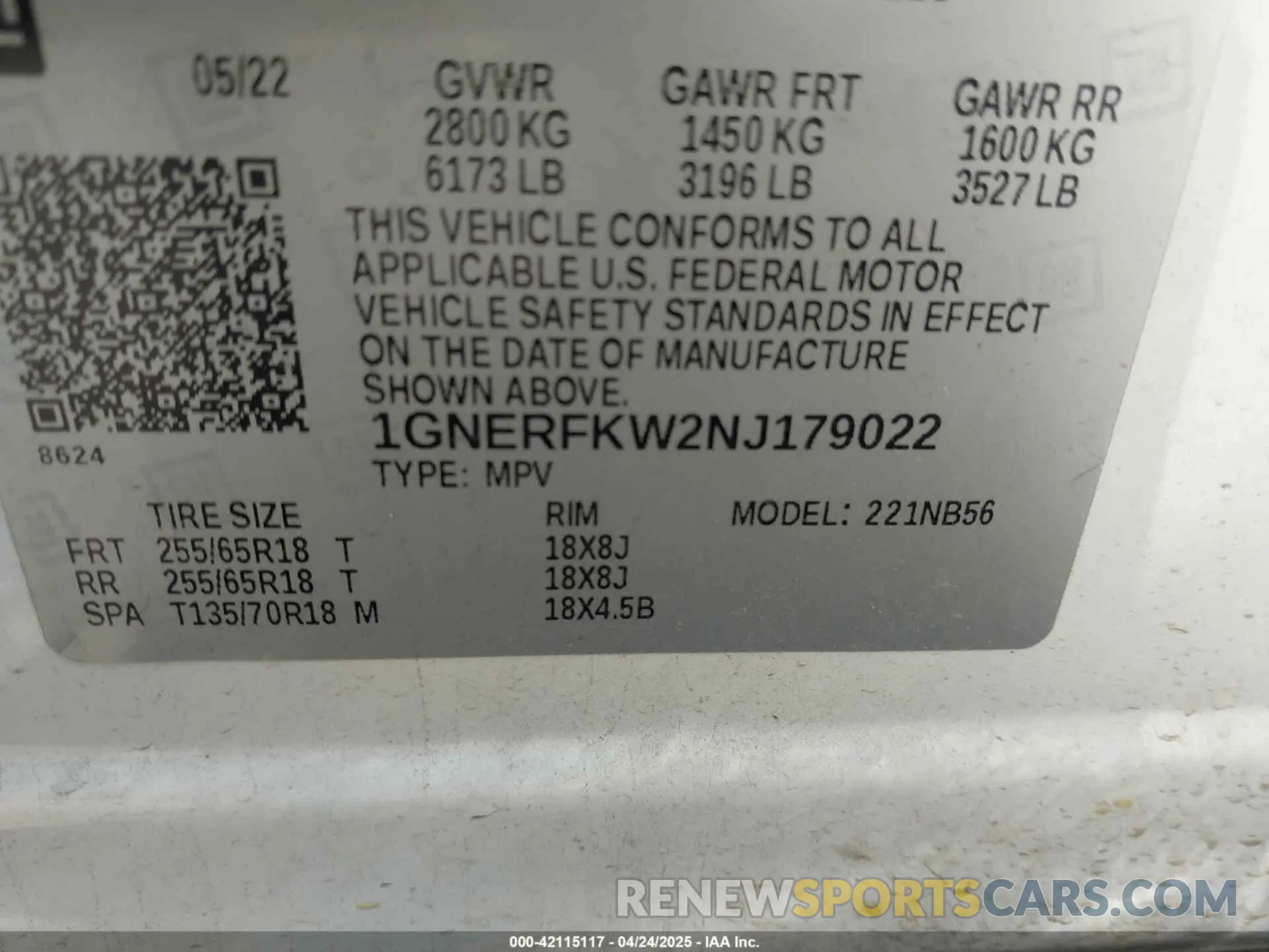 9 fotografías del automóvil dañado 1GNERFKW2NJ179022 CHEVROLET TRAVERSE 2022