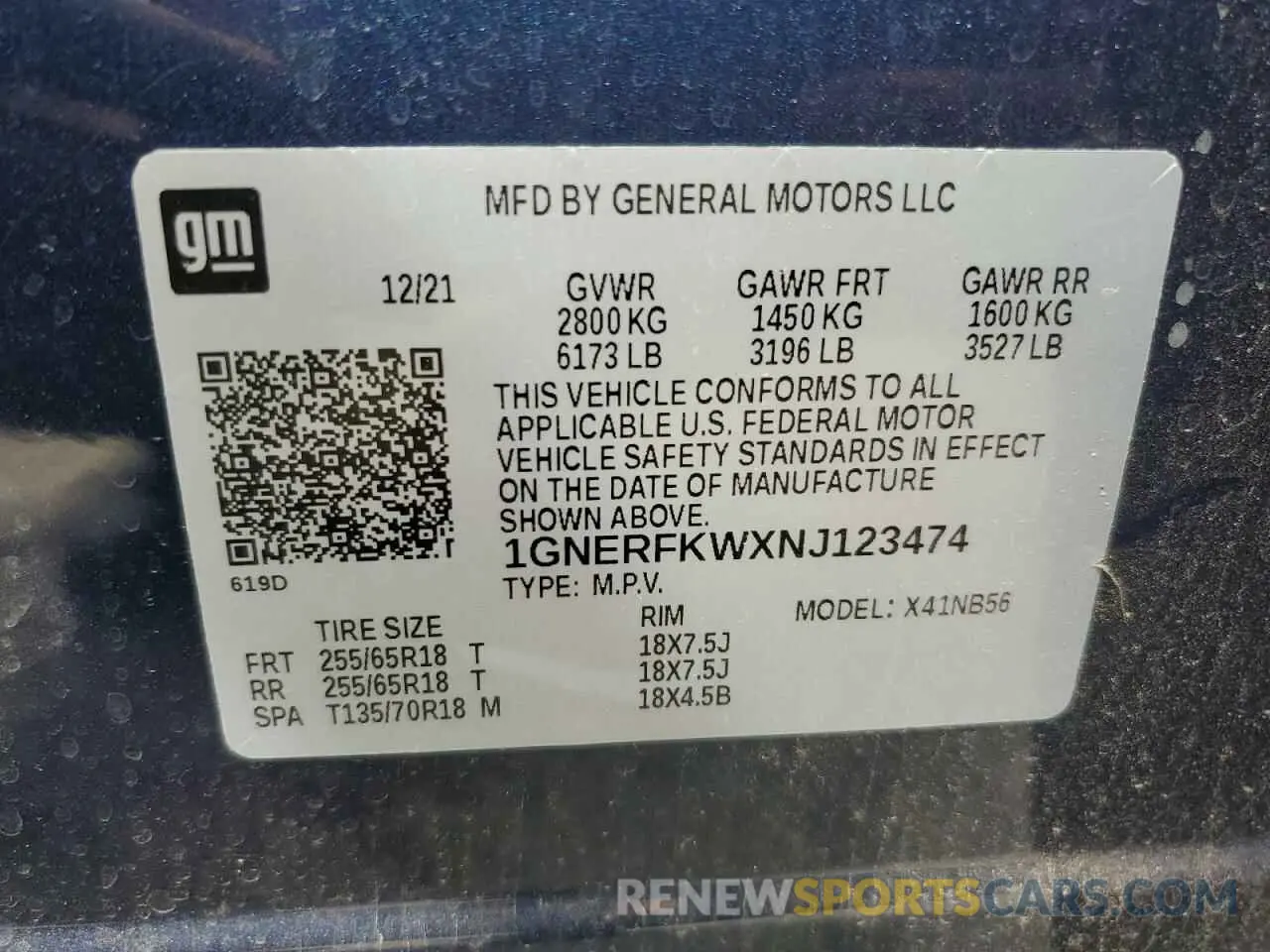 13 fotografías del automóvil dañado 1GNERFKWXNJ123474 CHEVROLET TRAVERSE 2022