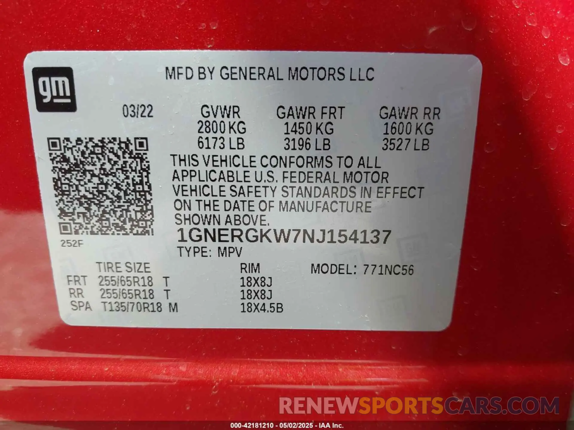9 fotografías del automóvil dañado 1GNERGKW7NJ154137 CHEVROLET TRAVERSE 2022