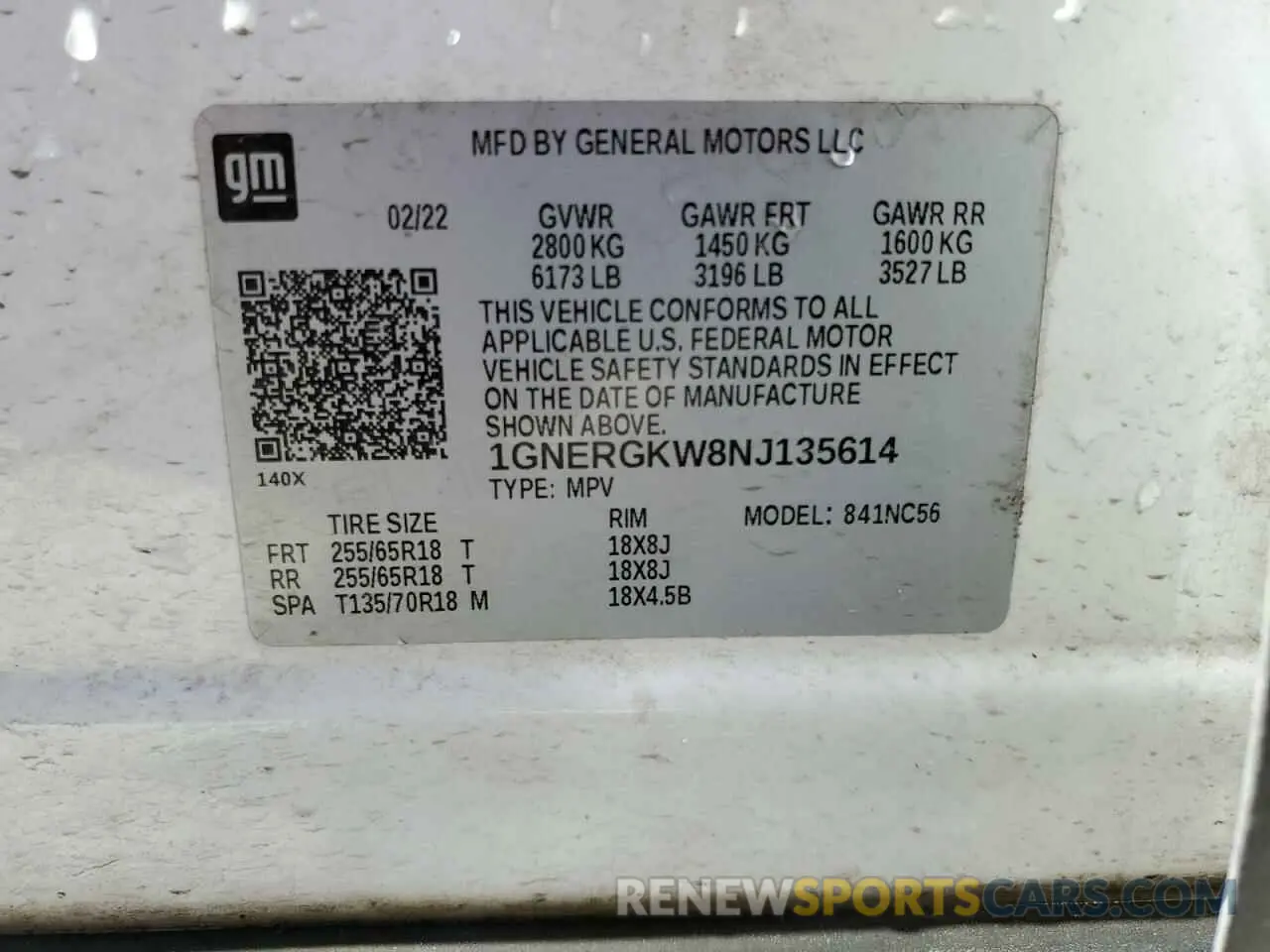 13 fotografías del automóvil dañado 1GNERGKW8NJ135614 CHEVROLET TRAVERSE 2022