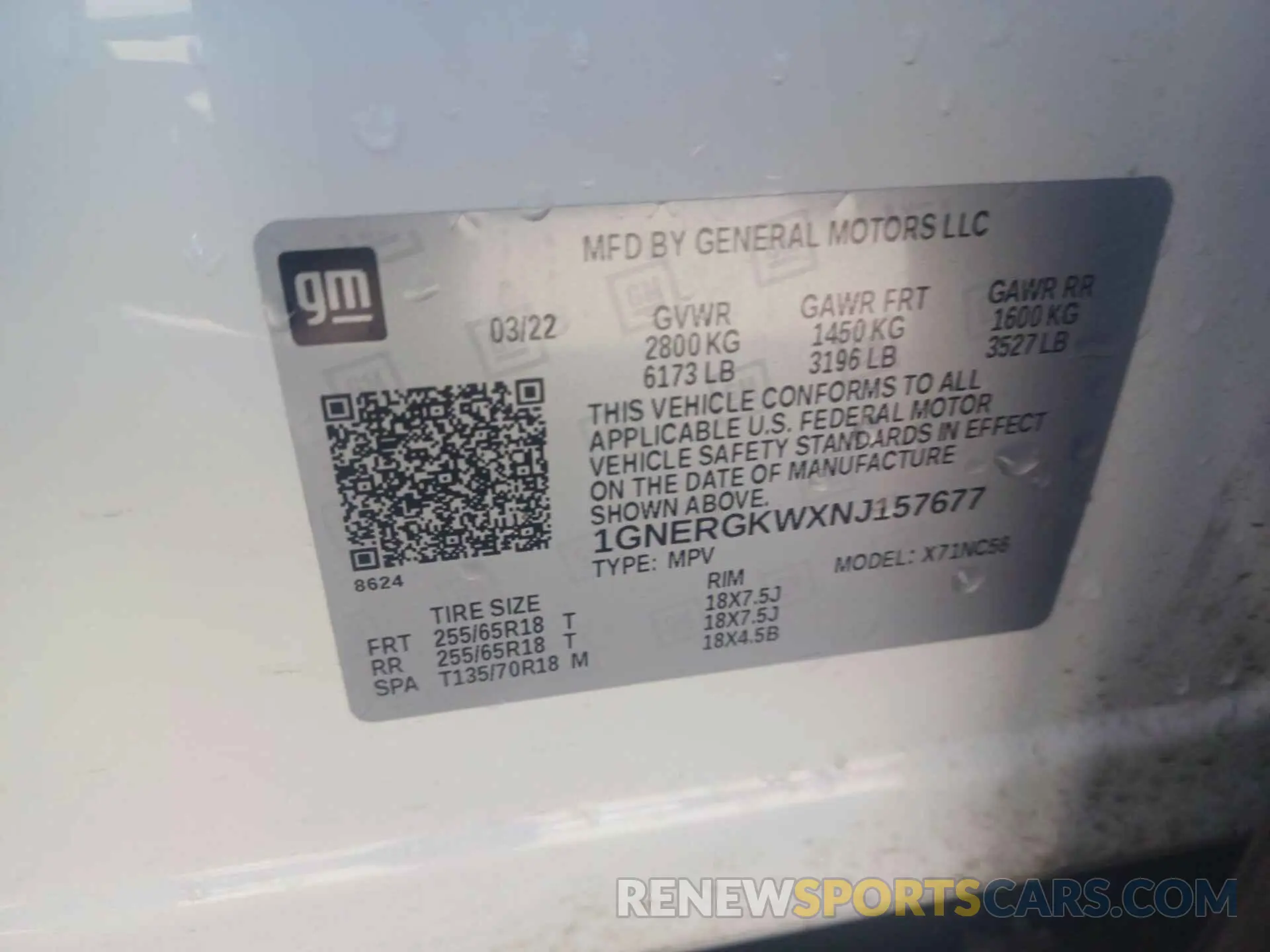 1 fotografías del automóvil dañado 1GNERGKWXNJ157677 CHEVROLET TRAVERSE 2022
