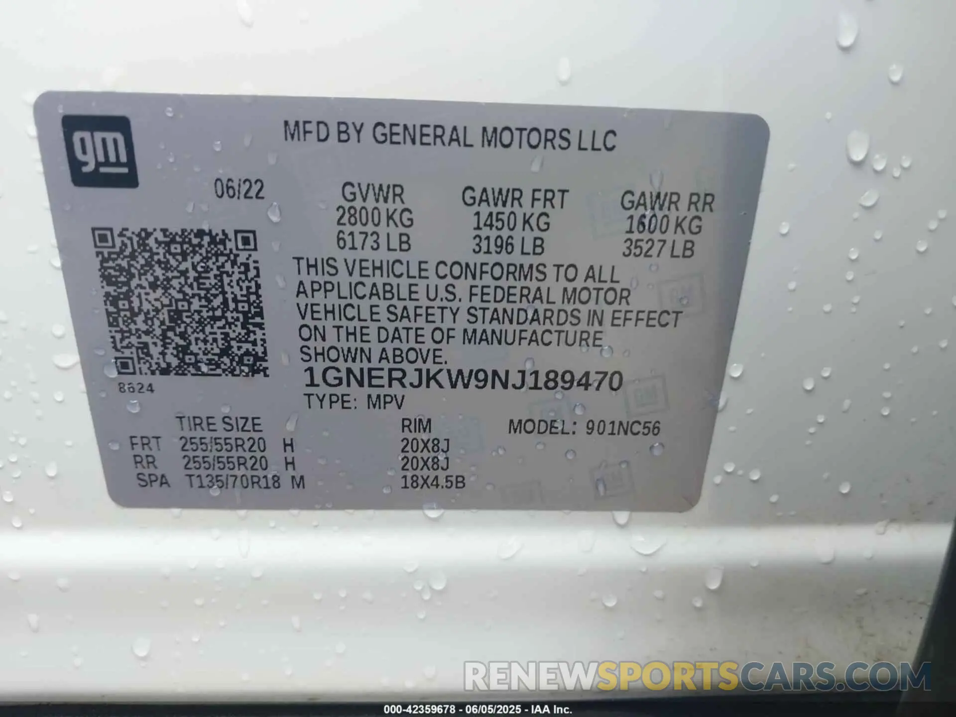 9 fotografías del automóvil dañado 1GNERJKW9NJ189470 CHEVROLET TRAVERSE 2022