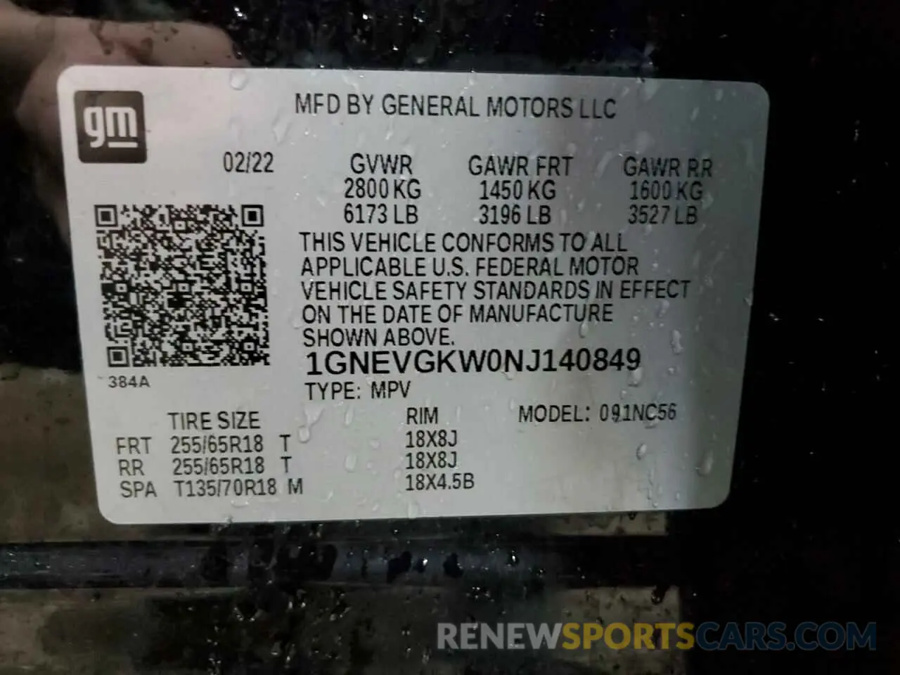 14 fotografías del automóvil dañado 1GNEVGKW0NJ140849 CHEVROLET TRAVERSE 2022