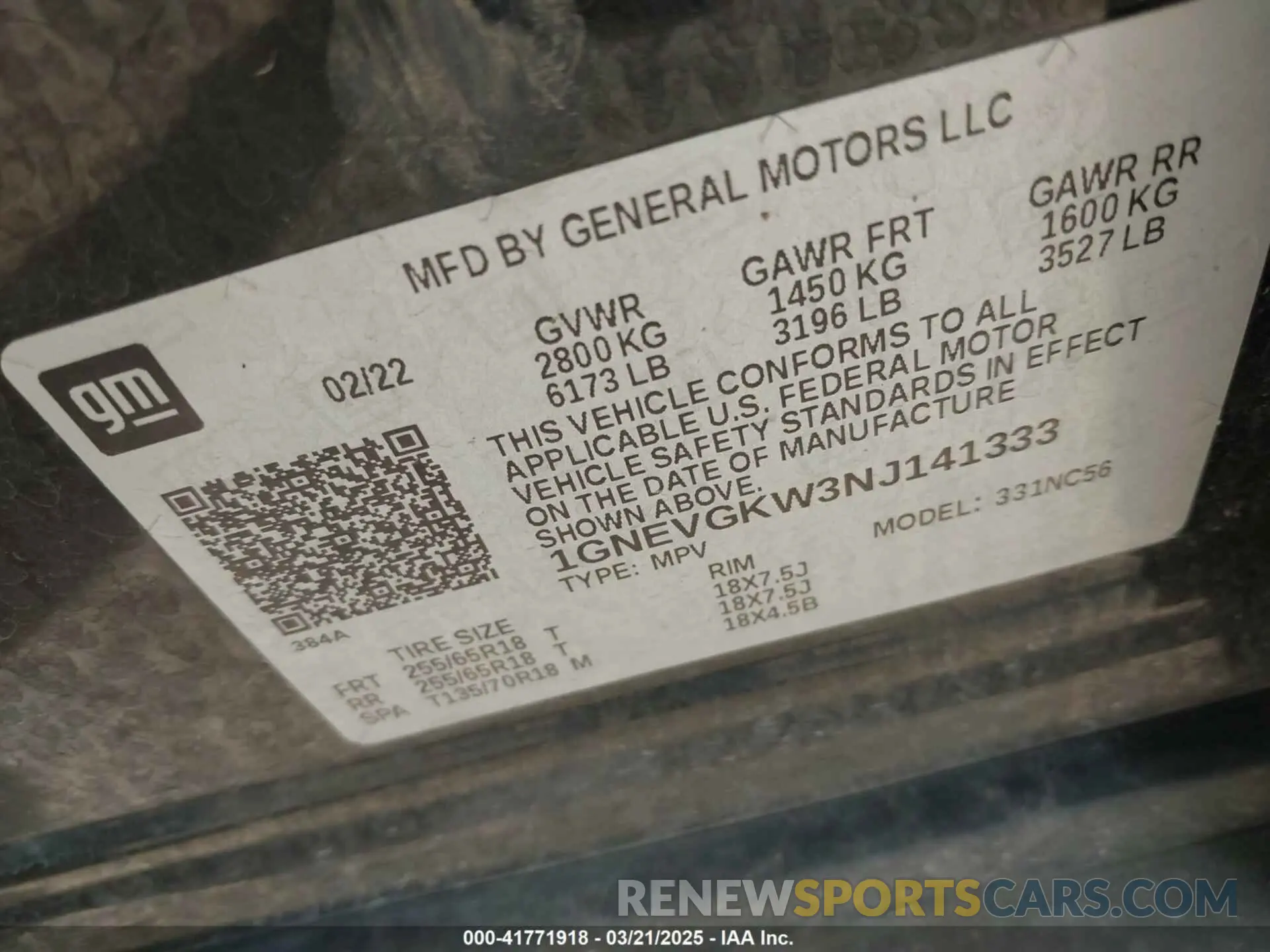 9 fotografías del automóvil dañado 1GNEVGKW3NJ141333 CHEVROLET TRAVERSE 2022