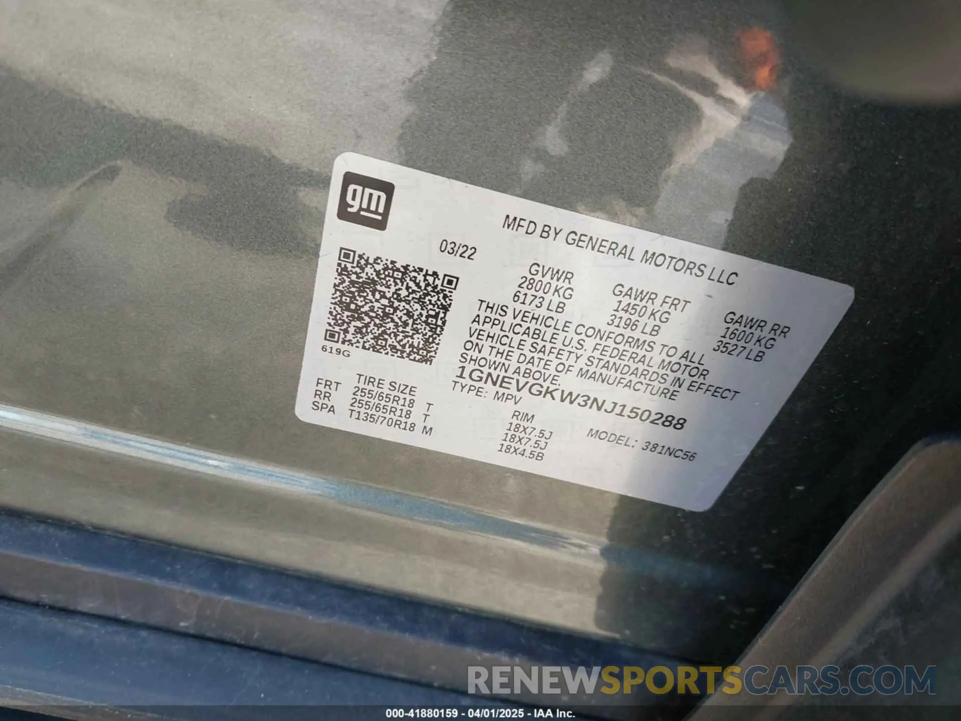 9 fotografías del automóvil dañado 1GNEVGKW3NJ150288 CHEVROLET TRAVERSE 2022