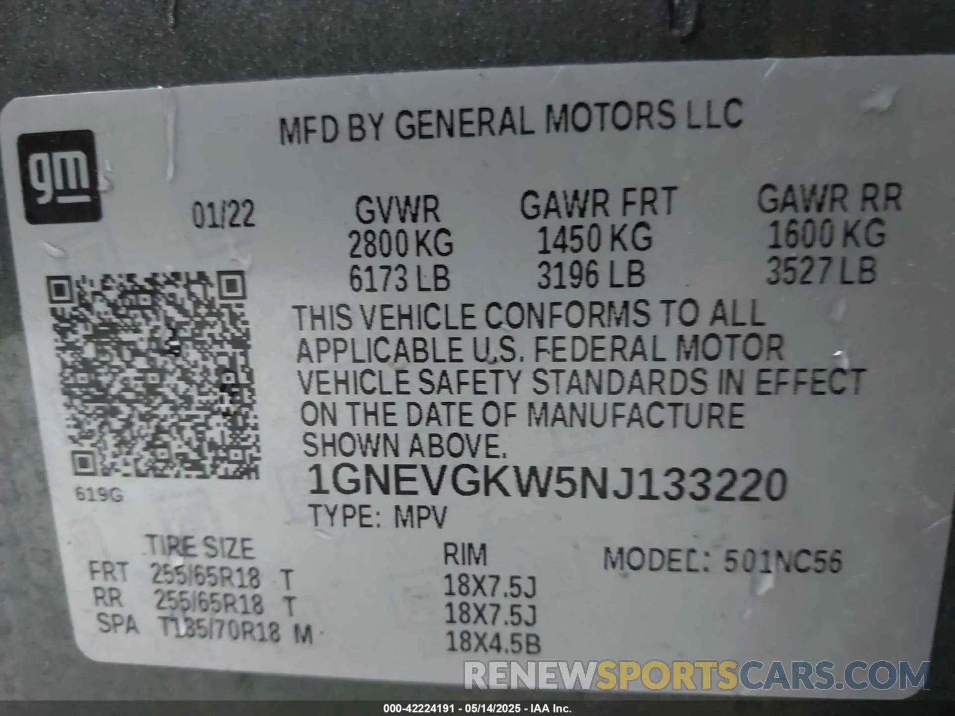 9 fotografías del automóvil dañado 1GNEVGKW5NJ133220 CHEVROLET TRAVERSE 2022