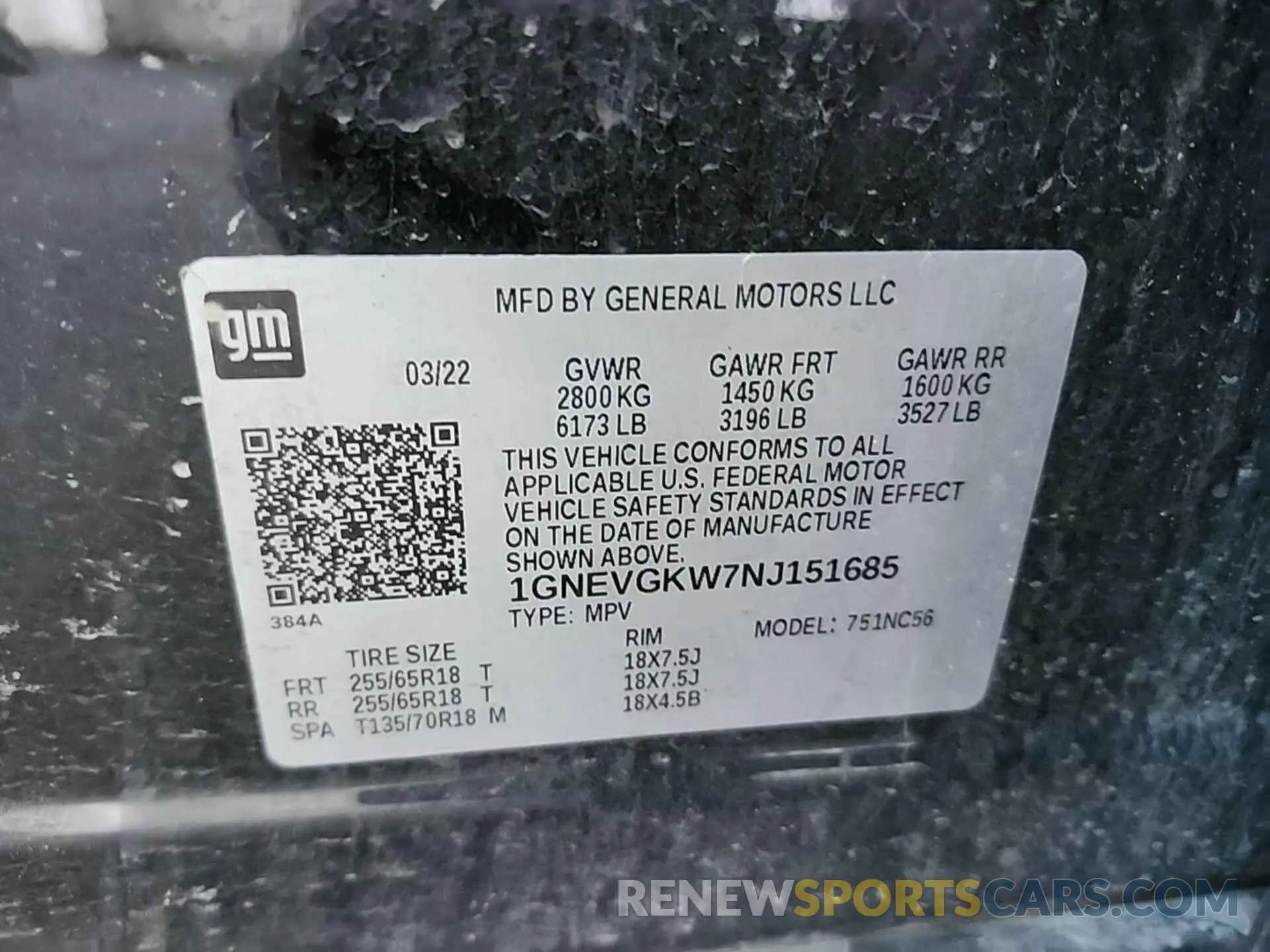 3 fotografías del automóvil dañado 1GNEVGKW7NJ151685 CHEVROLET TRAVERSE 2022