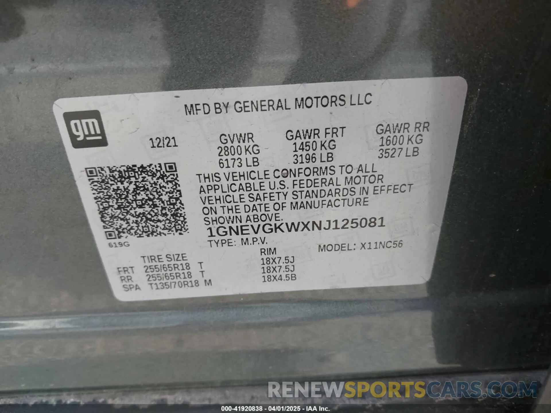 9 fotografías del automóvil dañado 1GNEVGKWXNJ125081 CHEVROLET TRAVERSE 2022