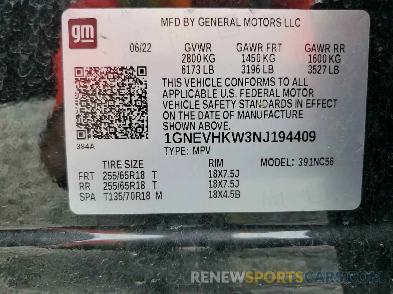 13 fotografías del automóvil dañado 1GNEVHKW3NJ194409 CHEVROLET TRAVERSE 2022