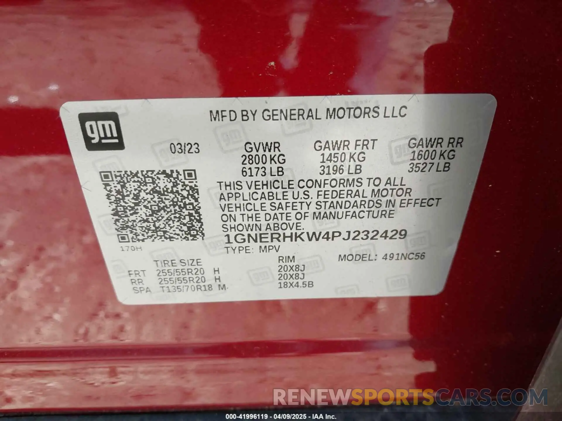 9 fotografías del automóvil dañado 1GNERHKW4PJ232429 CHEVROLET TRAVERSE 2023