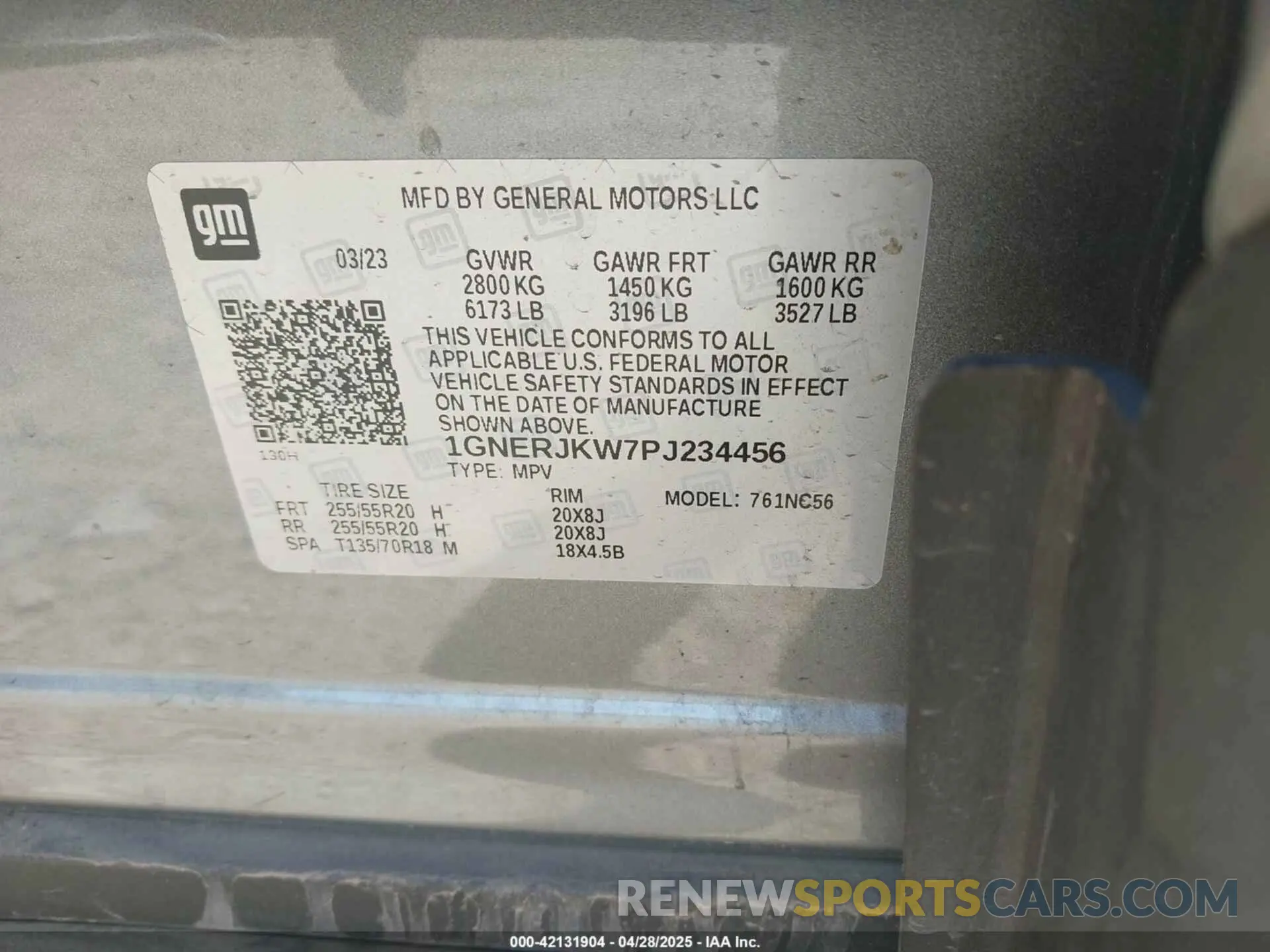 9 fotografías del automóvil dañado 1GNERJKW7PJ234456 CHEVROLET TRAVERSE 2023