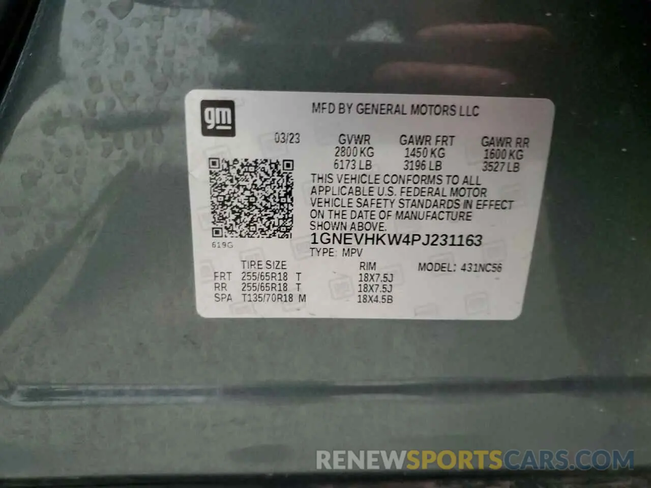 14 fotografías del automóvil dañado 1GNEVHKW4PJ231163 CHEVROLET TRAVERSE 2023