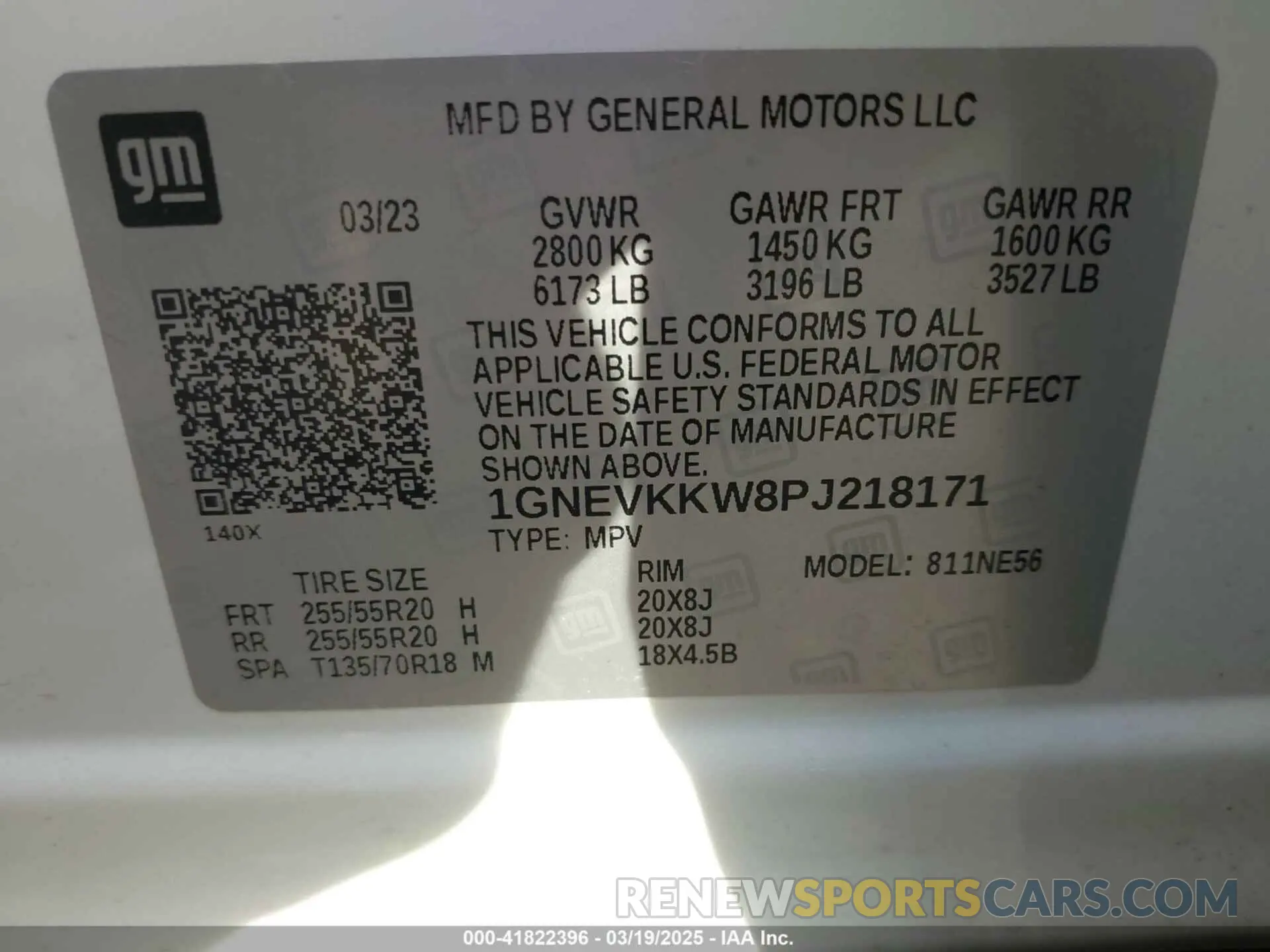 9 fotografías del automóvil dañado 1GNEVKKW8PJ218171 CHEVROLET TRAVERSE 2023