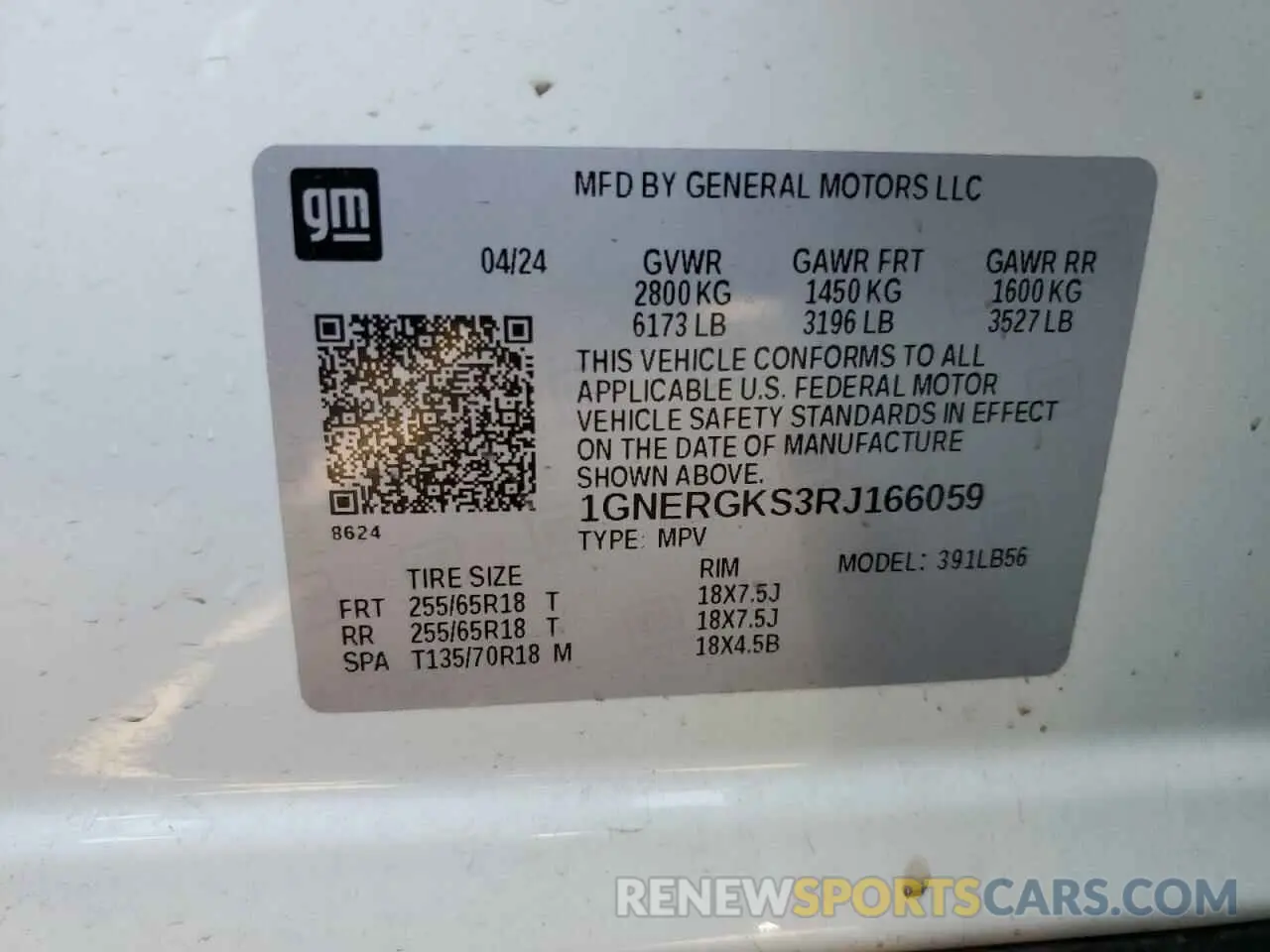 14 fotografías del automóvil dañado 1GNERGKS3RJ166059 CHEVROLET TRAVERSE 2024