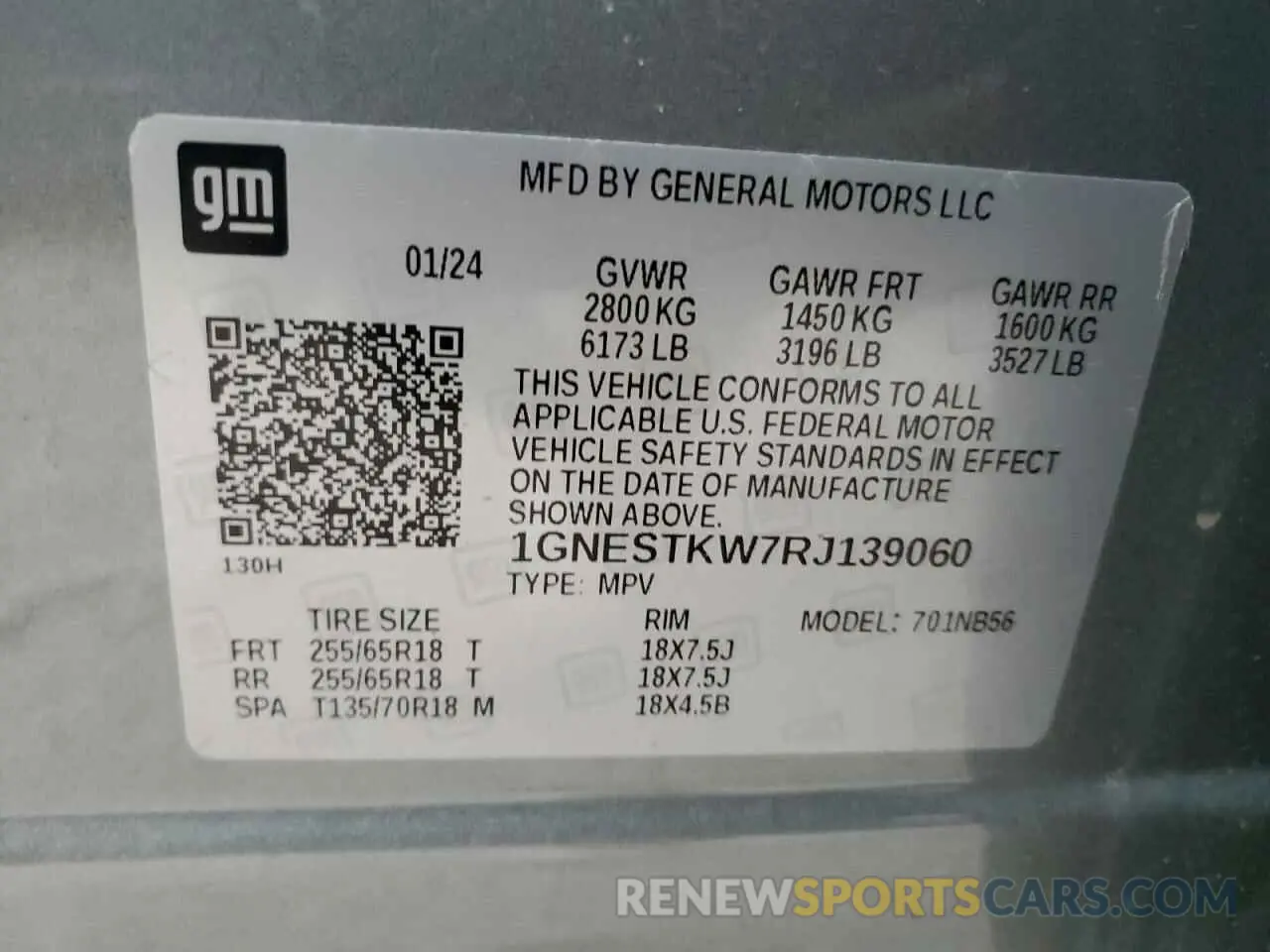 13 fotografías del automóvil dañado 1GNESTKW7RJ139060 CHEVROLET TRAVERSE 2024