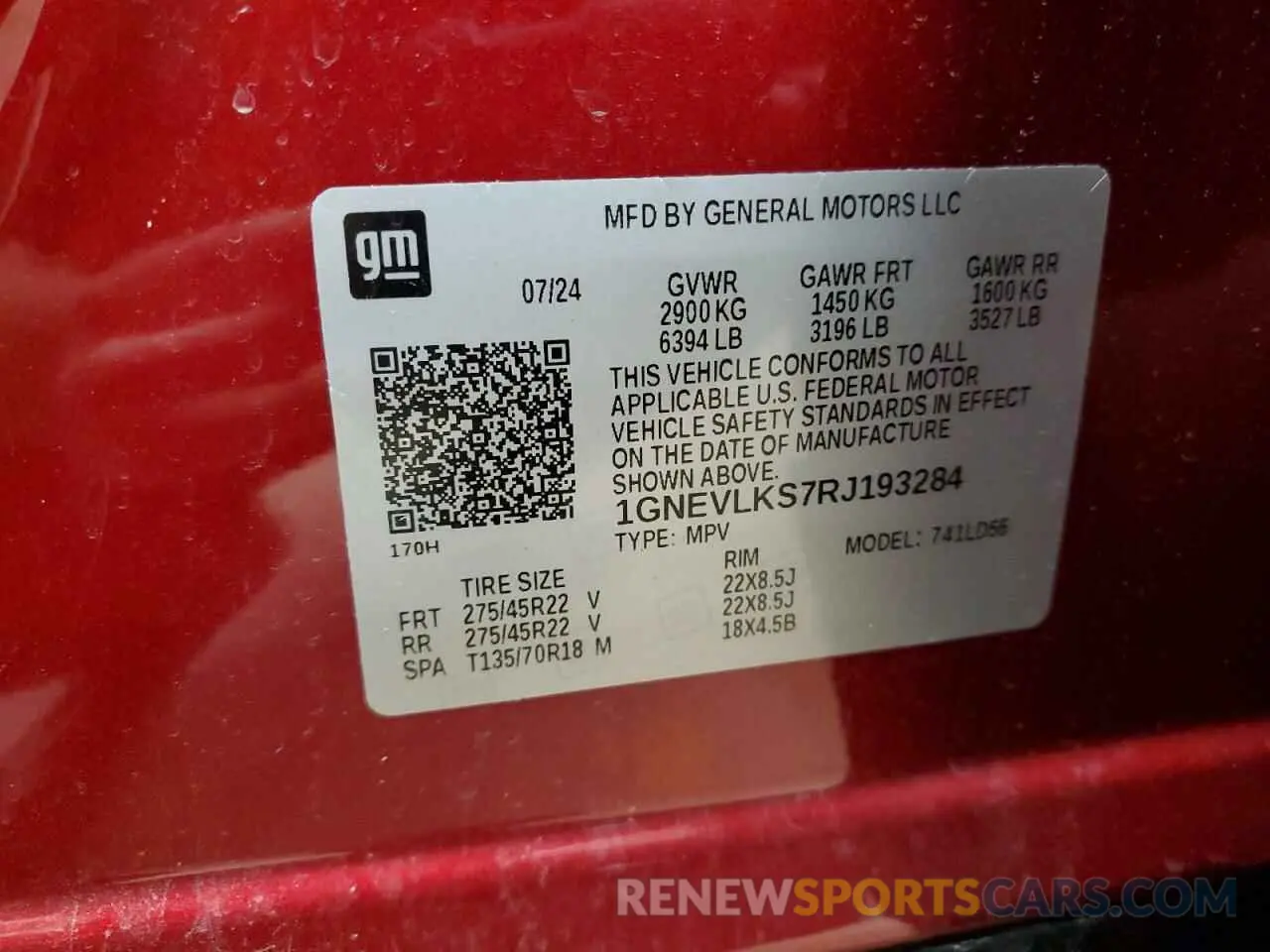 14 fotografías del automóvil dañado 1GNEVLKS7RJ193284 CHEVROLET TRAVERSE 2024