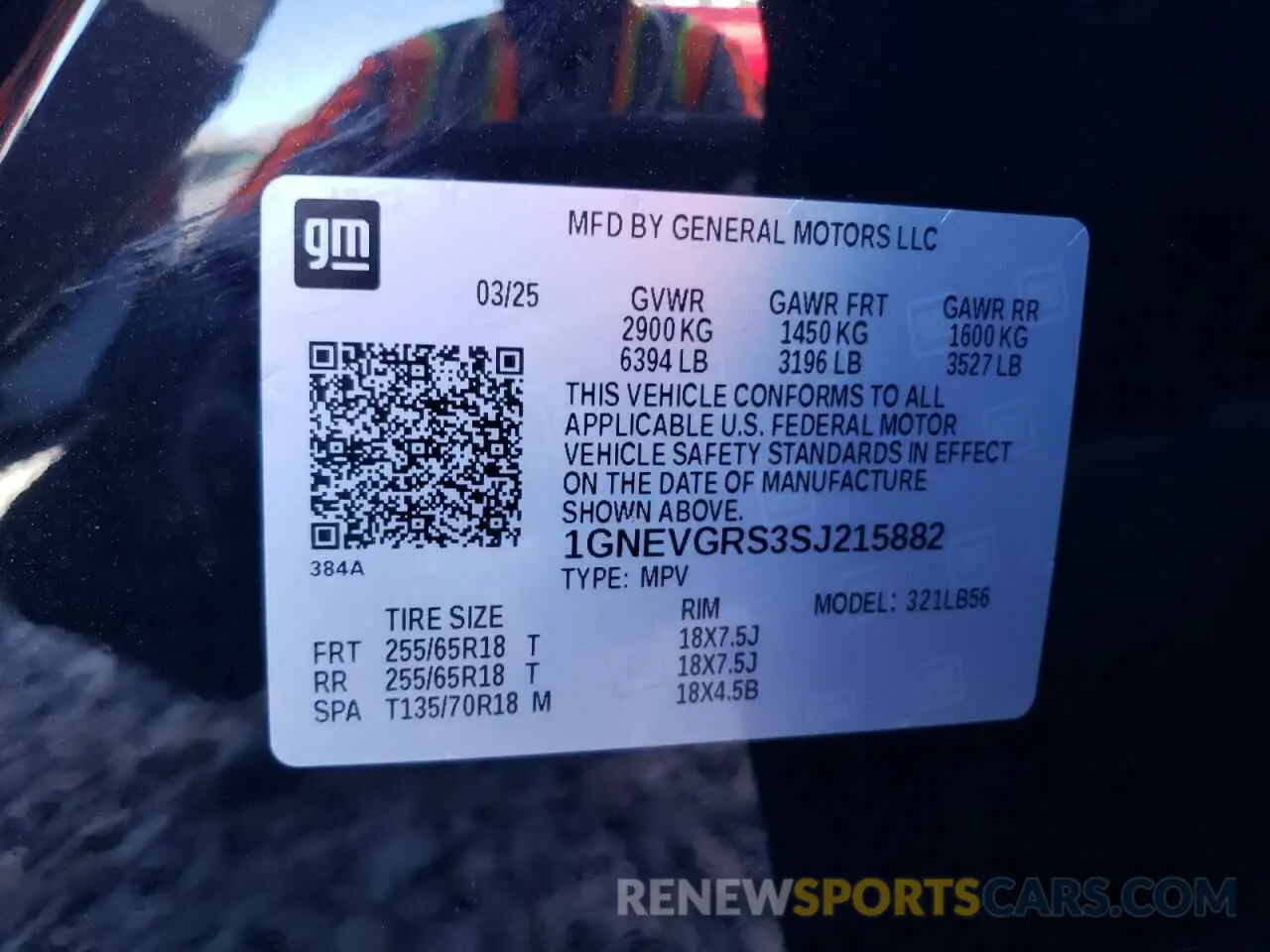 13 fotografías del automóvil dañado 1GNEVGRS3SJ215882 CHEVROLET TRAVERSE 2025