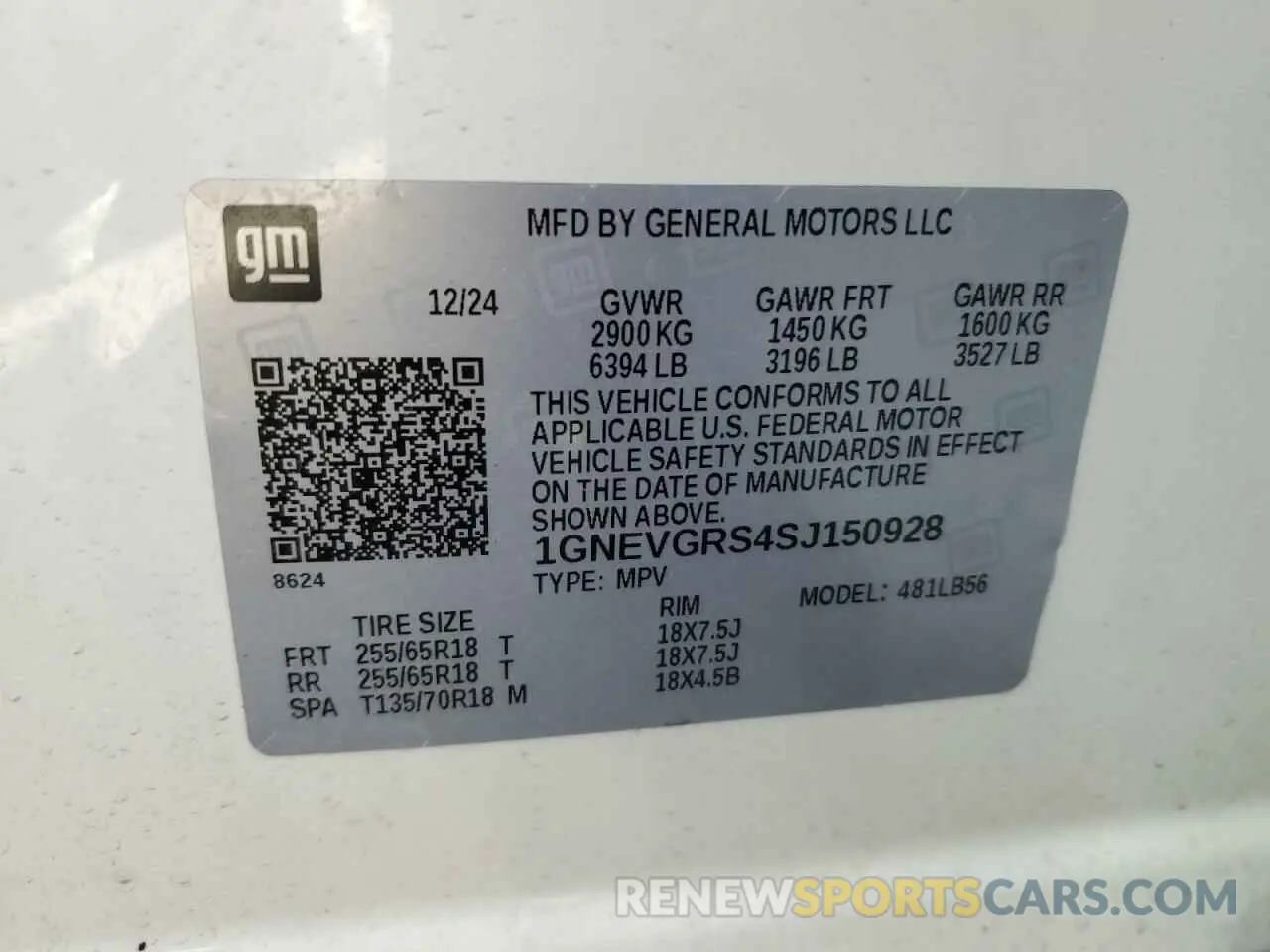 13 fotografías del automóvil dañado 1GNEVGRS4SJ150928 CHEVROLET TRAVERSE 2025